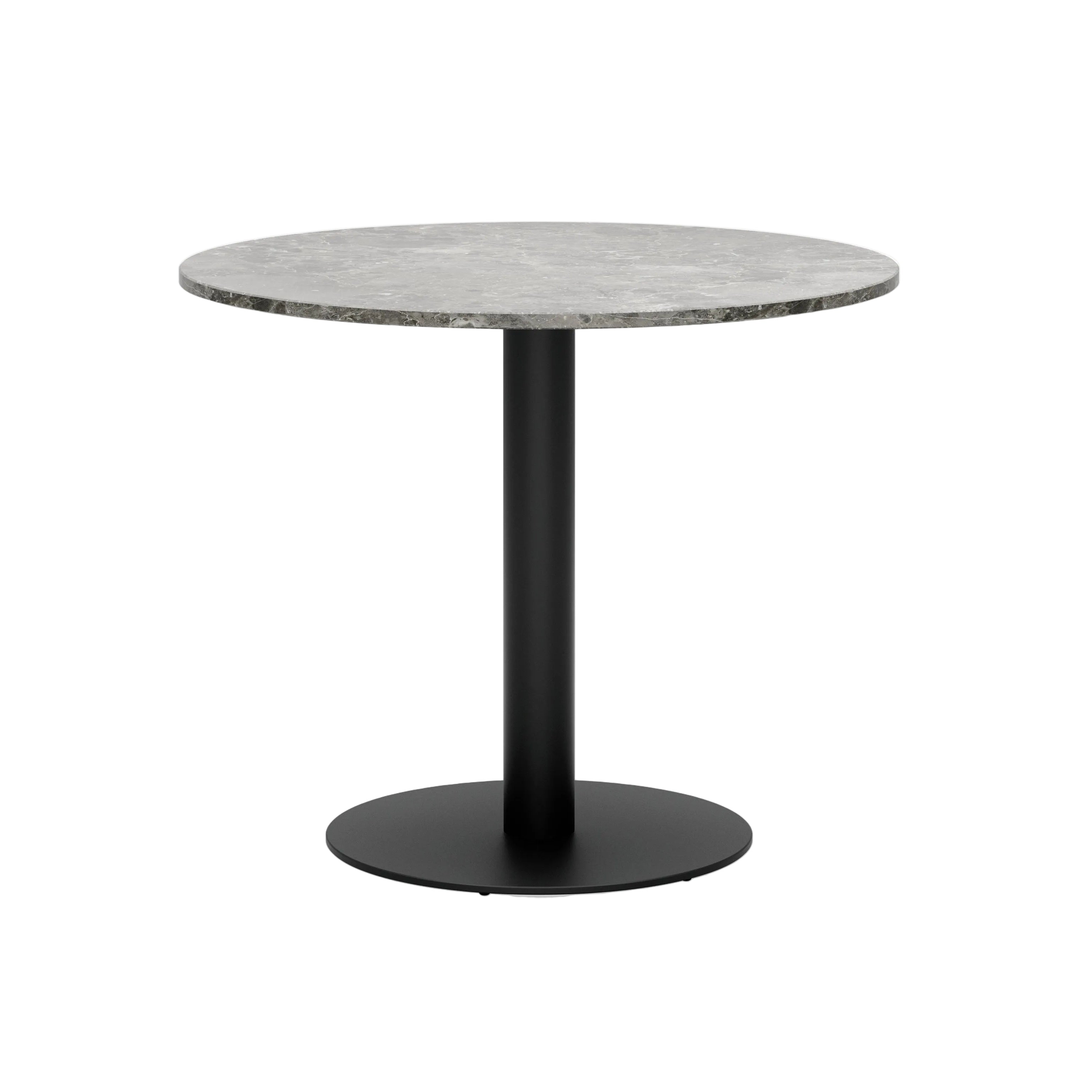 Round Bar Table FLORENCE Gray Marble with Black Base