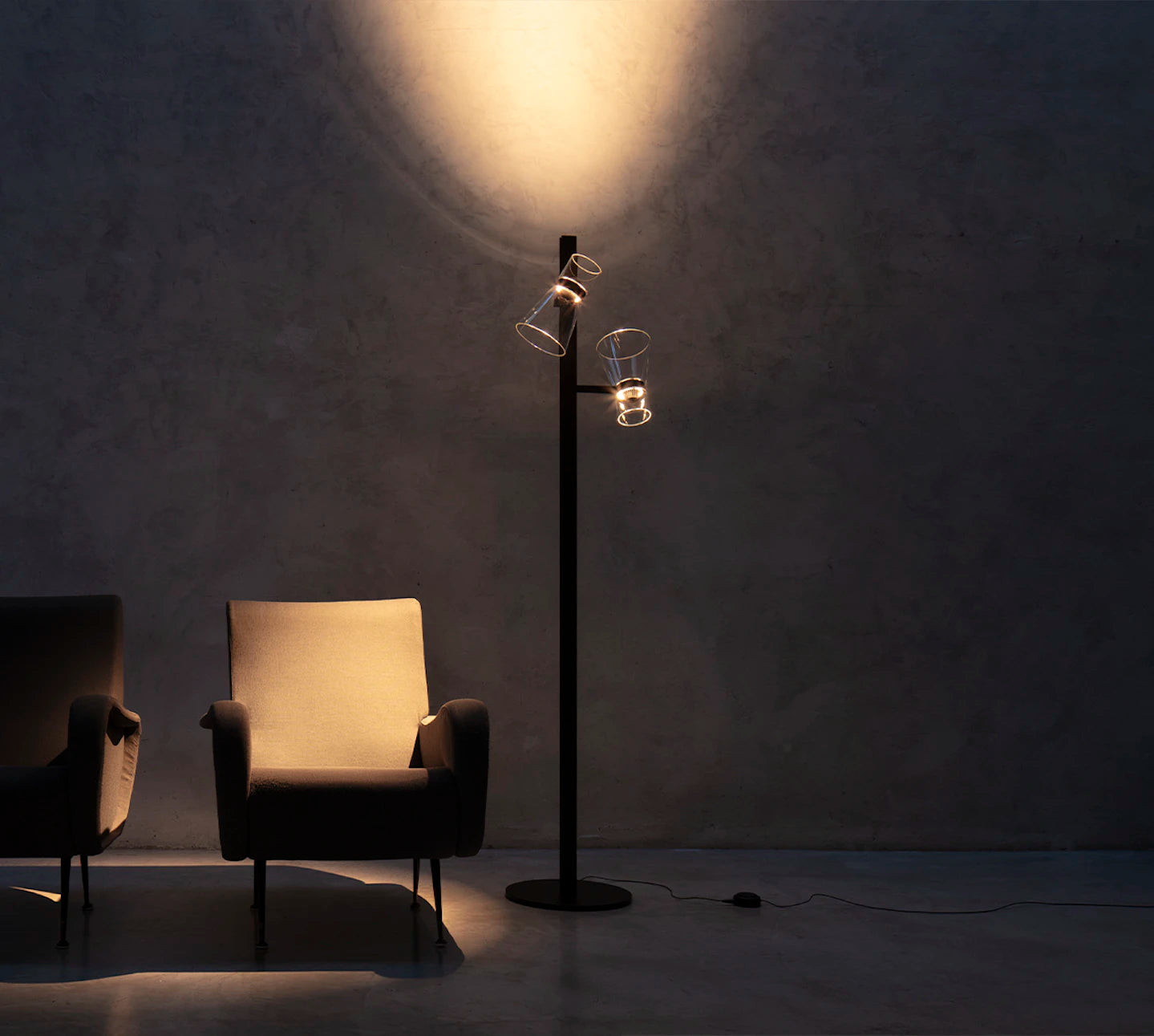 Lampa podłogowa dwupunktowa NOCTURNE F2 CONE srebrny