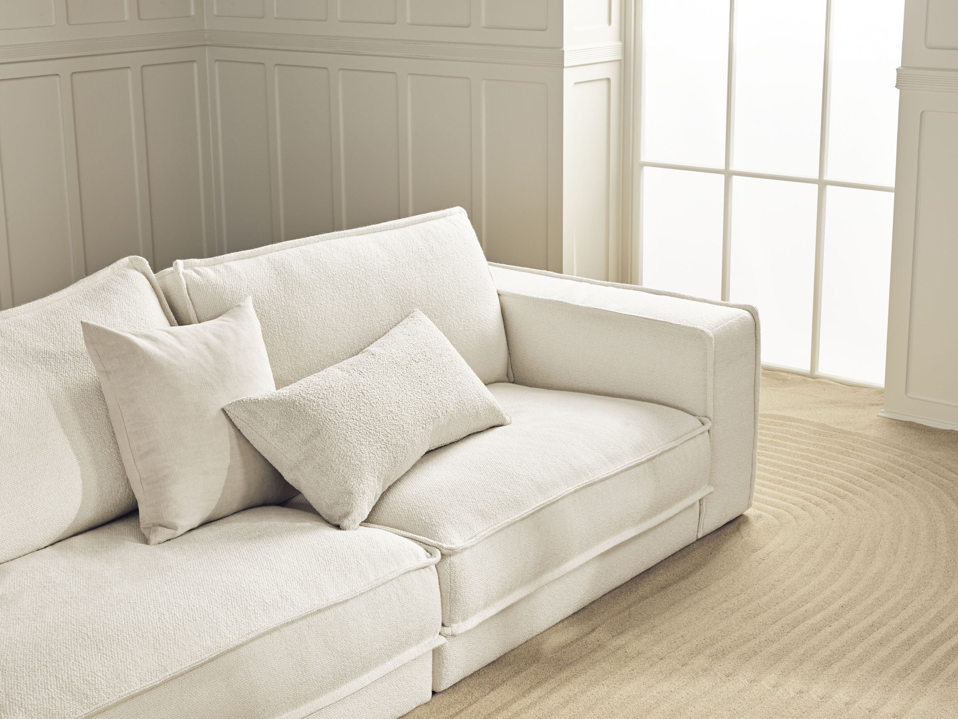 Sofa 2-modułowa tapicerowana NOORA czarna podstawa