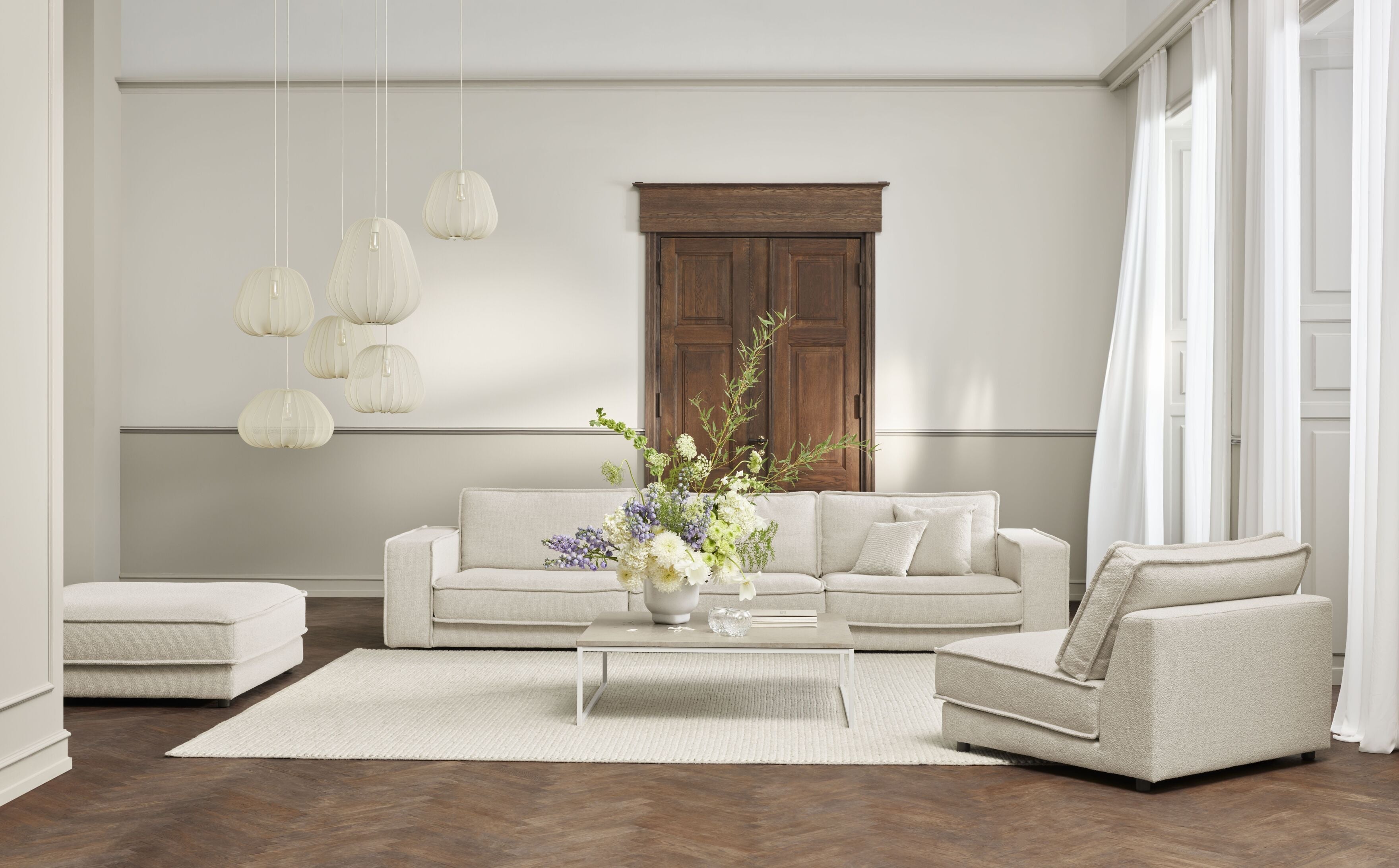 Sofa modułowa NOORA - moduł lewostronny z czarną podstawą