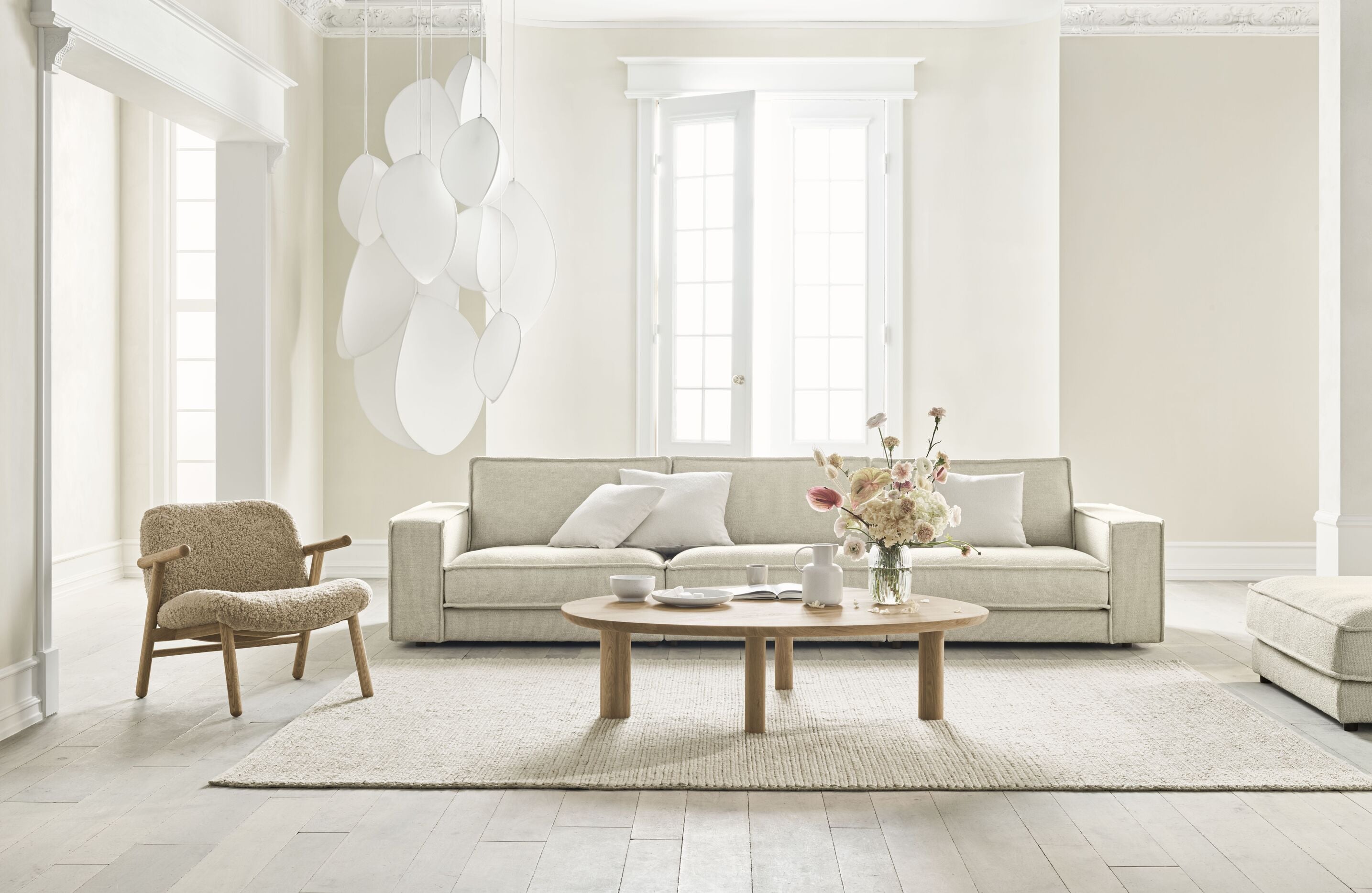 Sofa modułowa NOORA - moduł narożny z ciemną podstawą
