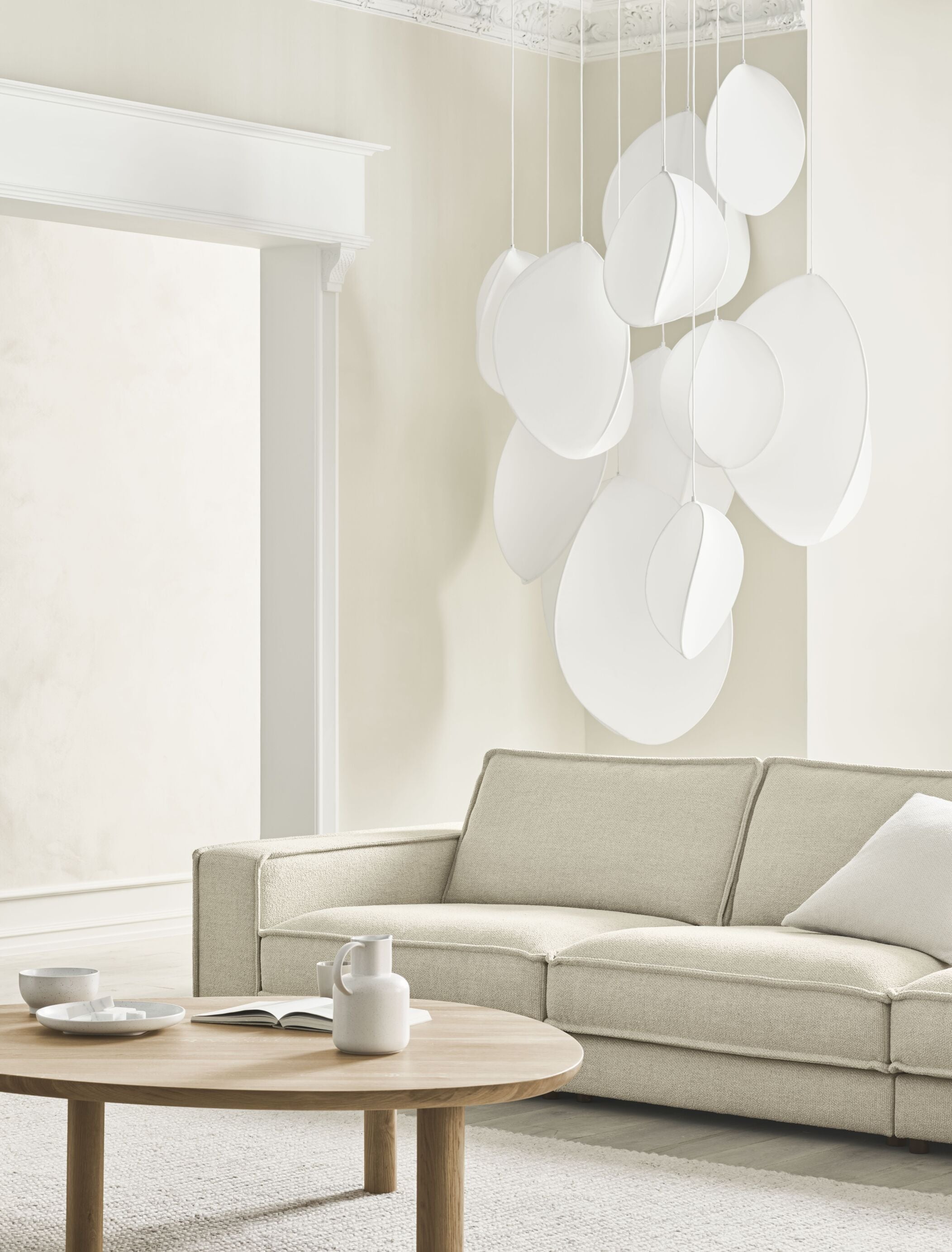Sofa modułowa NOORA - moduł narożny z ciemną podstawą