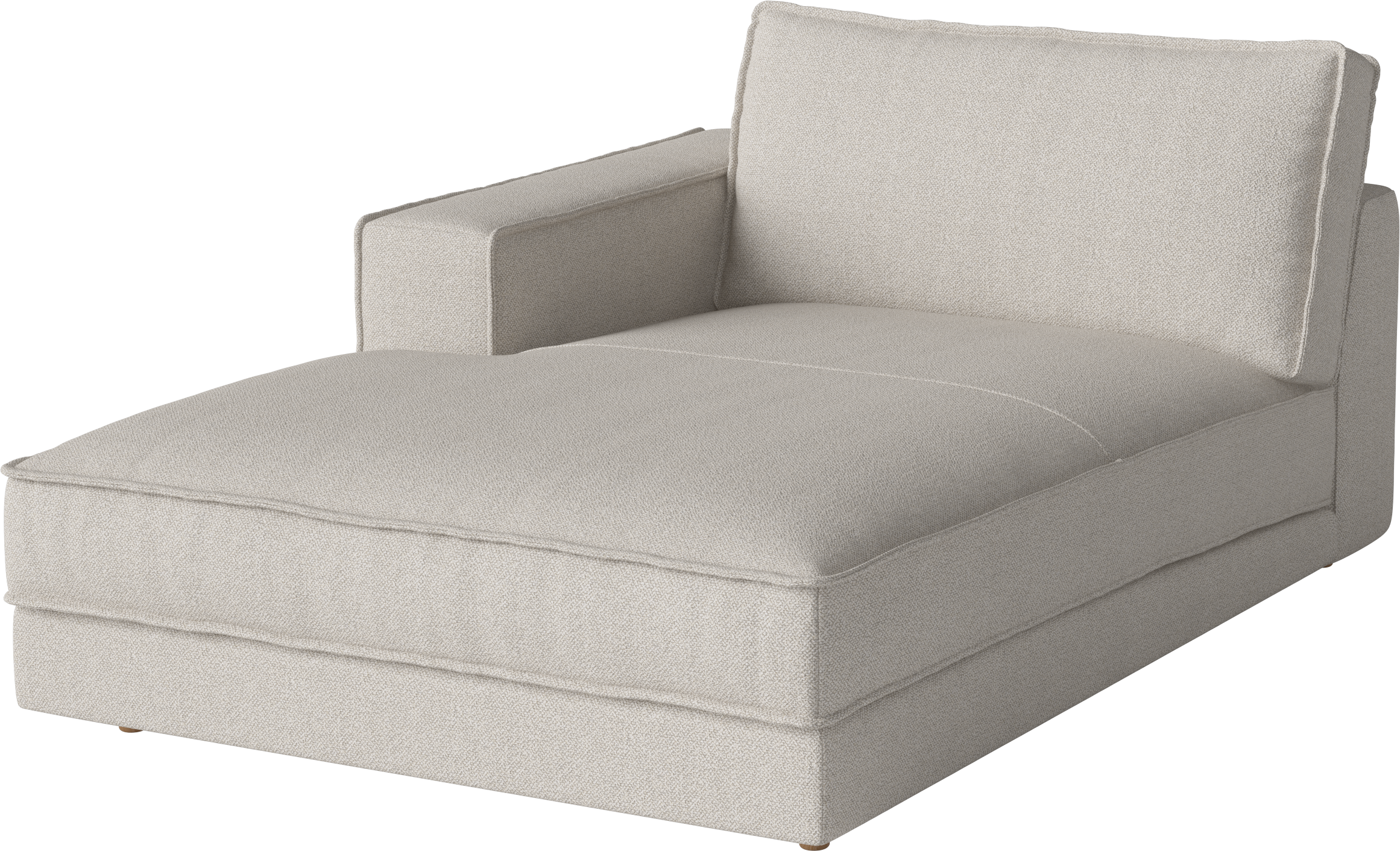 Sofa modułowa NOORA - szezlong lewostronny z bieloną podstawą