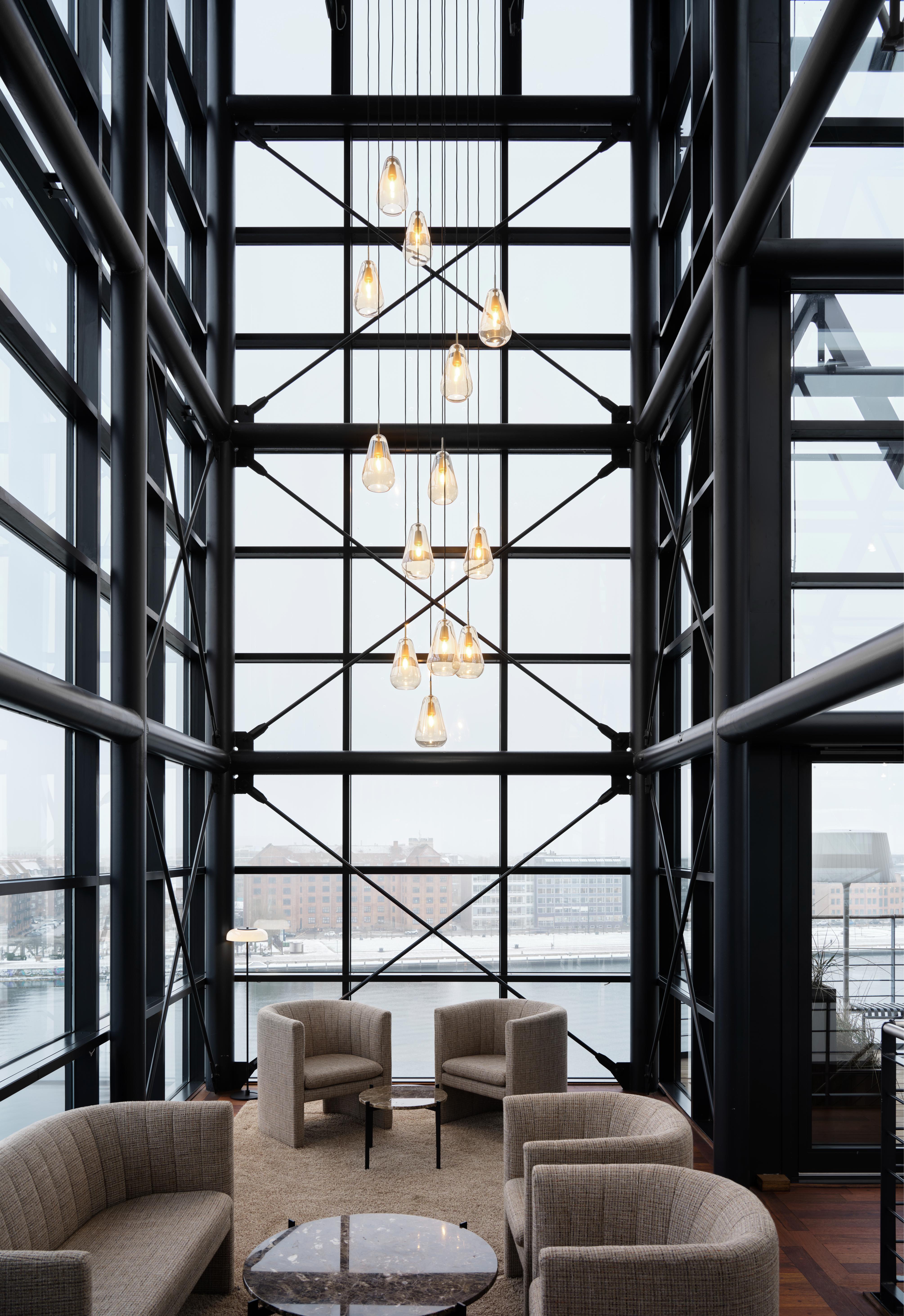 ANOLI Chandelier 13 in gold with golden glass
