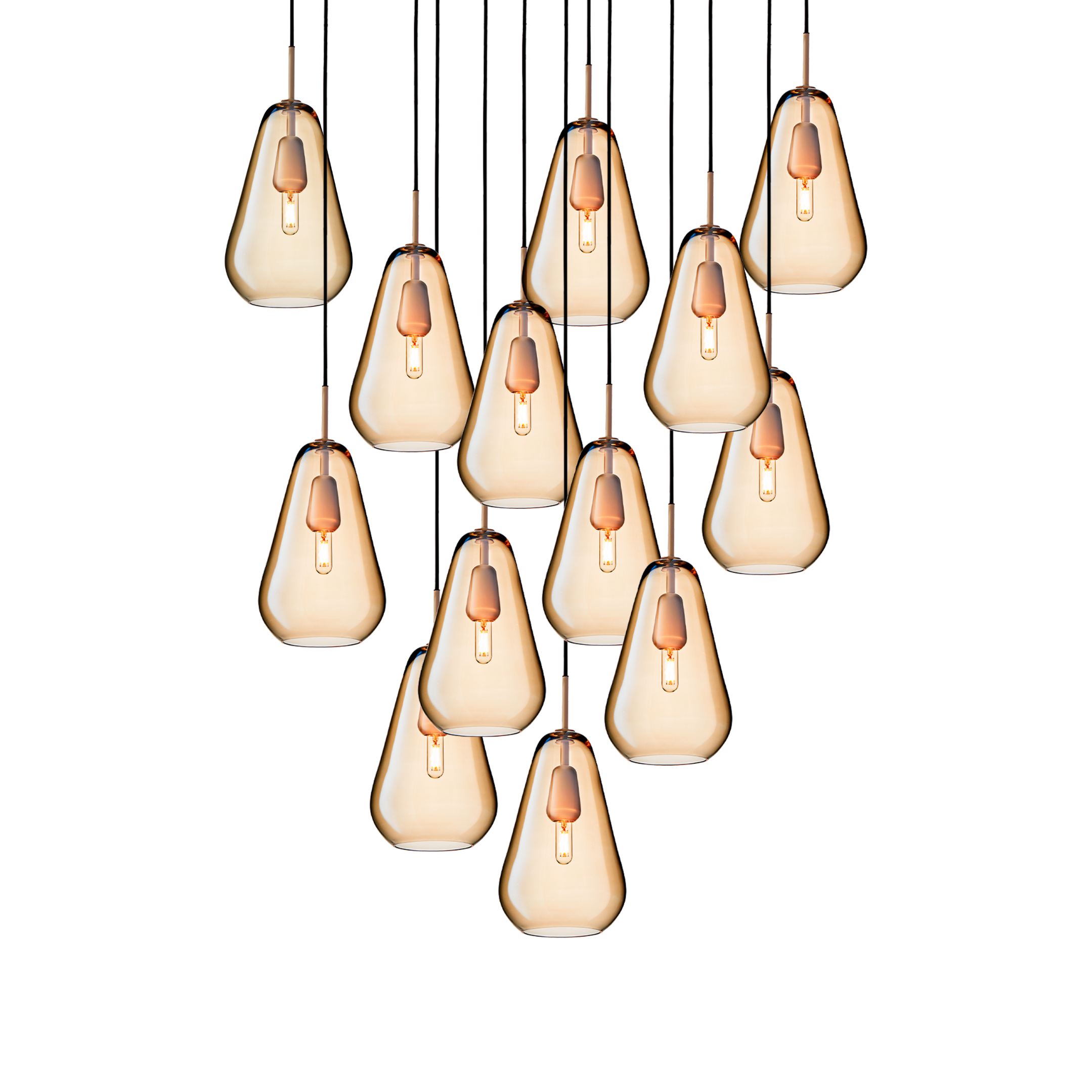 ANOLI Chandelier 13 in gold with golden glass