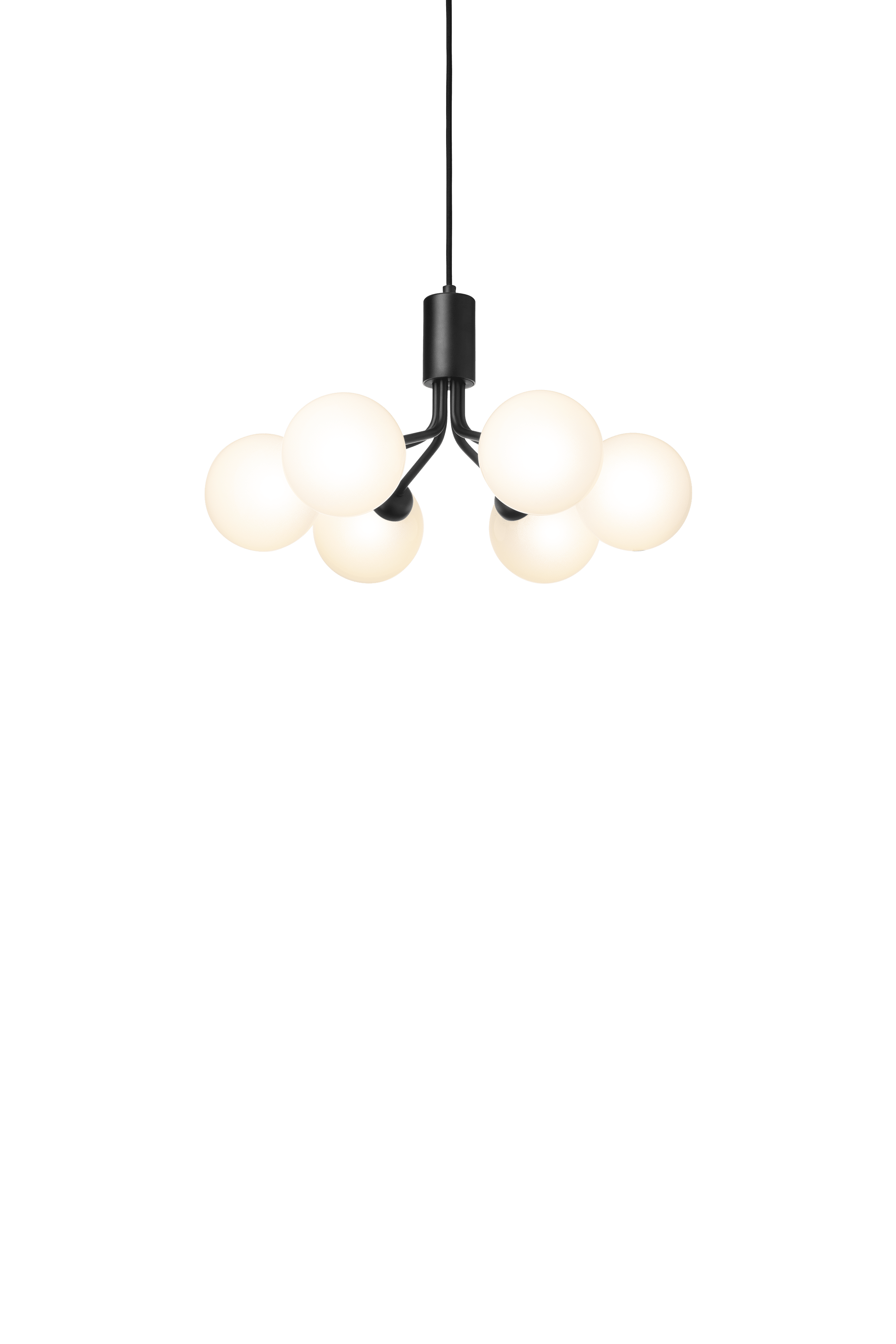 APIALES 6 Black Pendant Lamp with Opal Glass [Antonina] [Amelia spr]