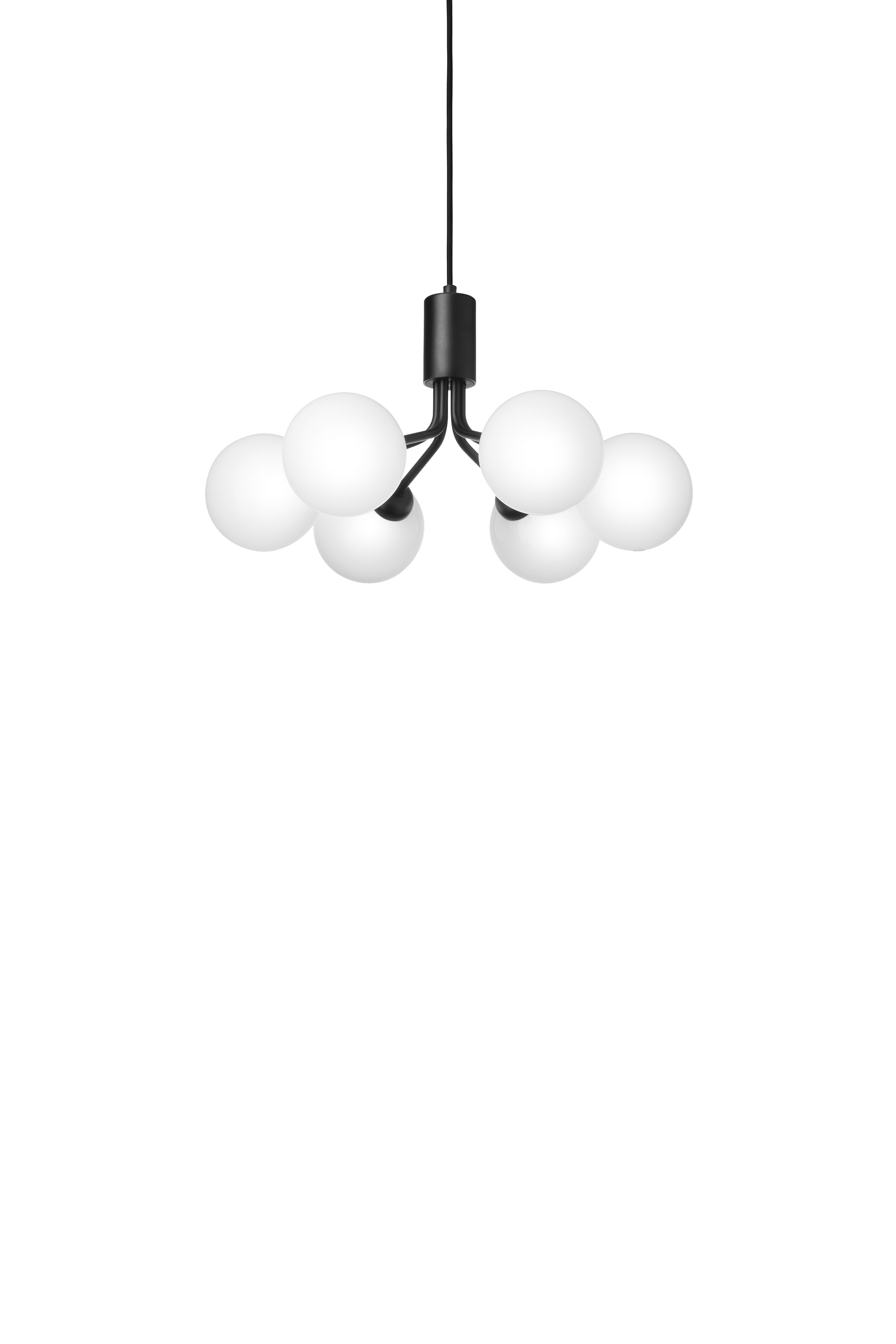 APIALES 6 Black Pendant Lamp with Opal Glass [Antonina] [Amelia spr]