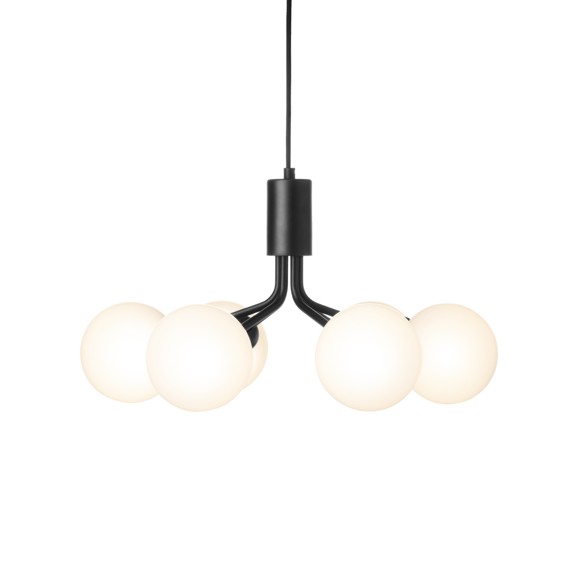 APIALES 6 Black Pendant Lamp with Opal Glass [Antonina] [Amelia spr]