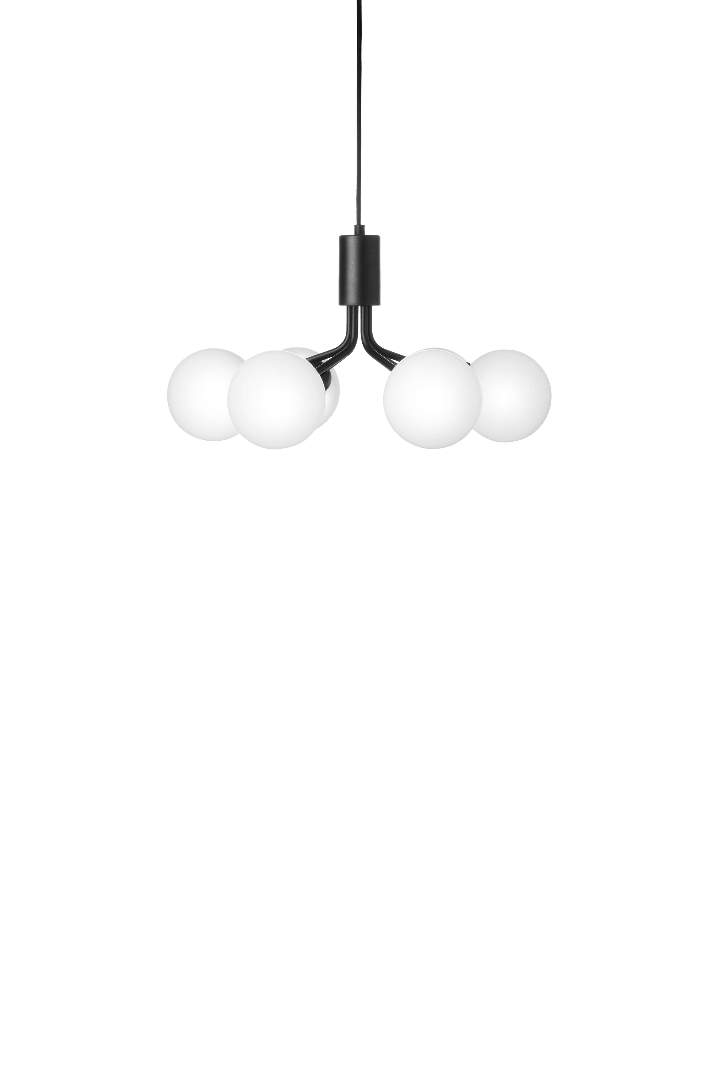 APIALES 6 Black Pendant Lamp with Opal Glass [Antonina] [Amelia spr]