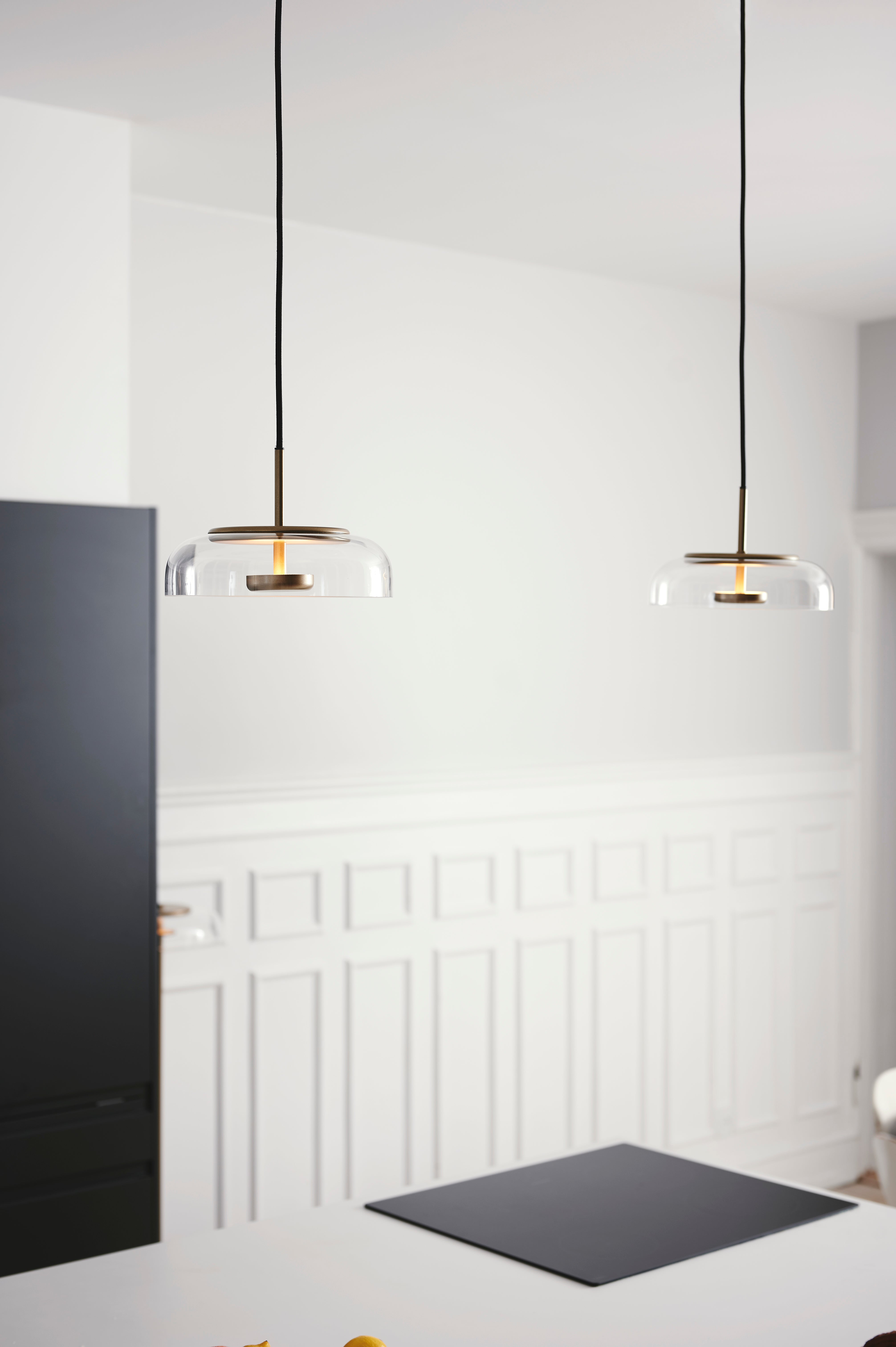 Pendelleuchte BLOSSI gold mit transparentem Glas