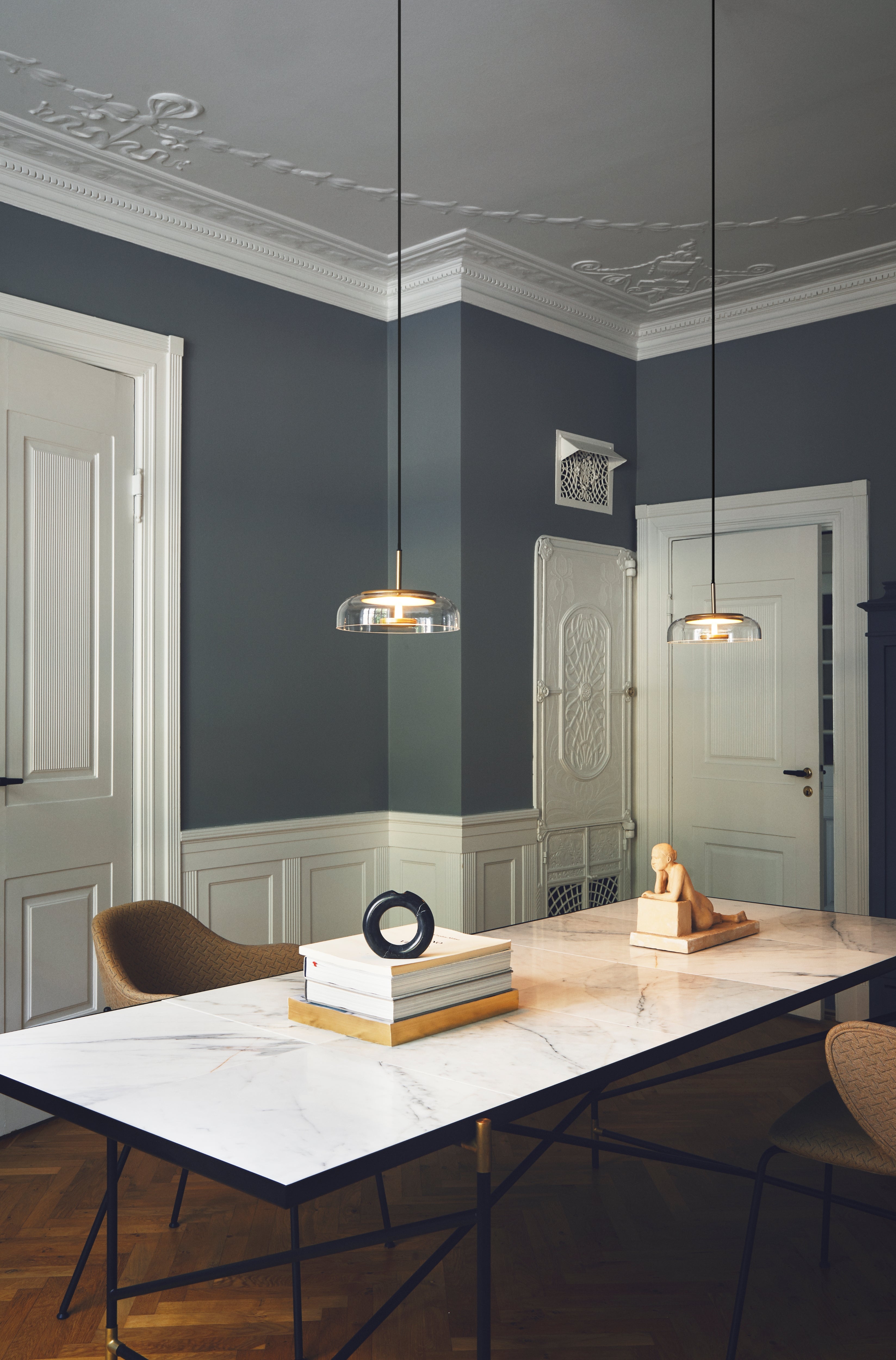 Pendelleuchte BLOSSI gold mit transparentem Glas