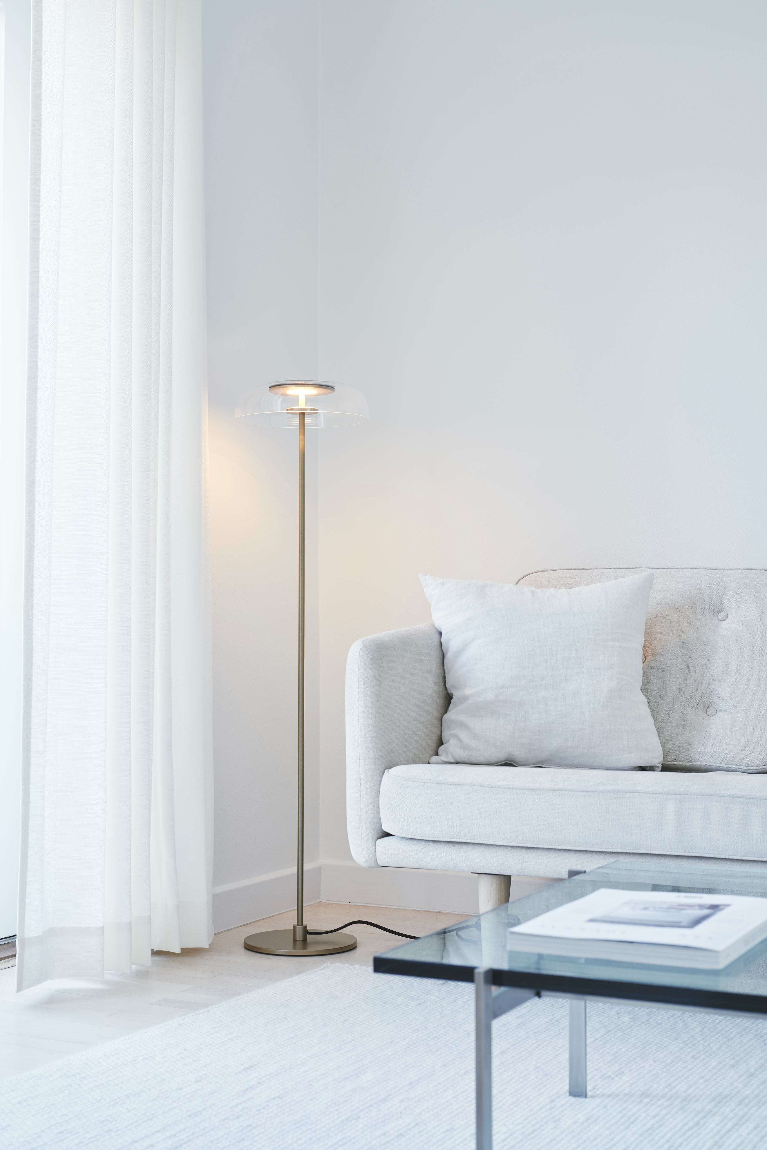 Lampa podłogowa BLOSSI złoty z transparentnym szkłem