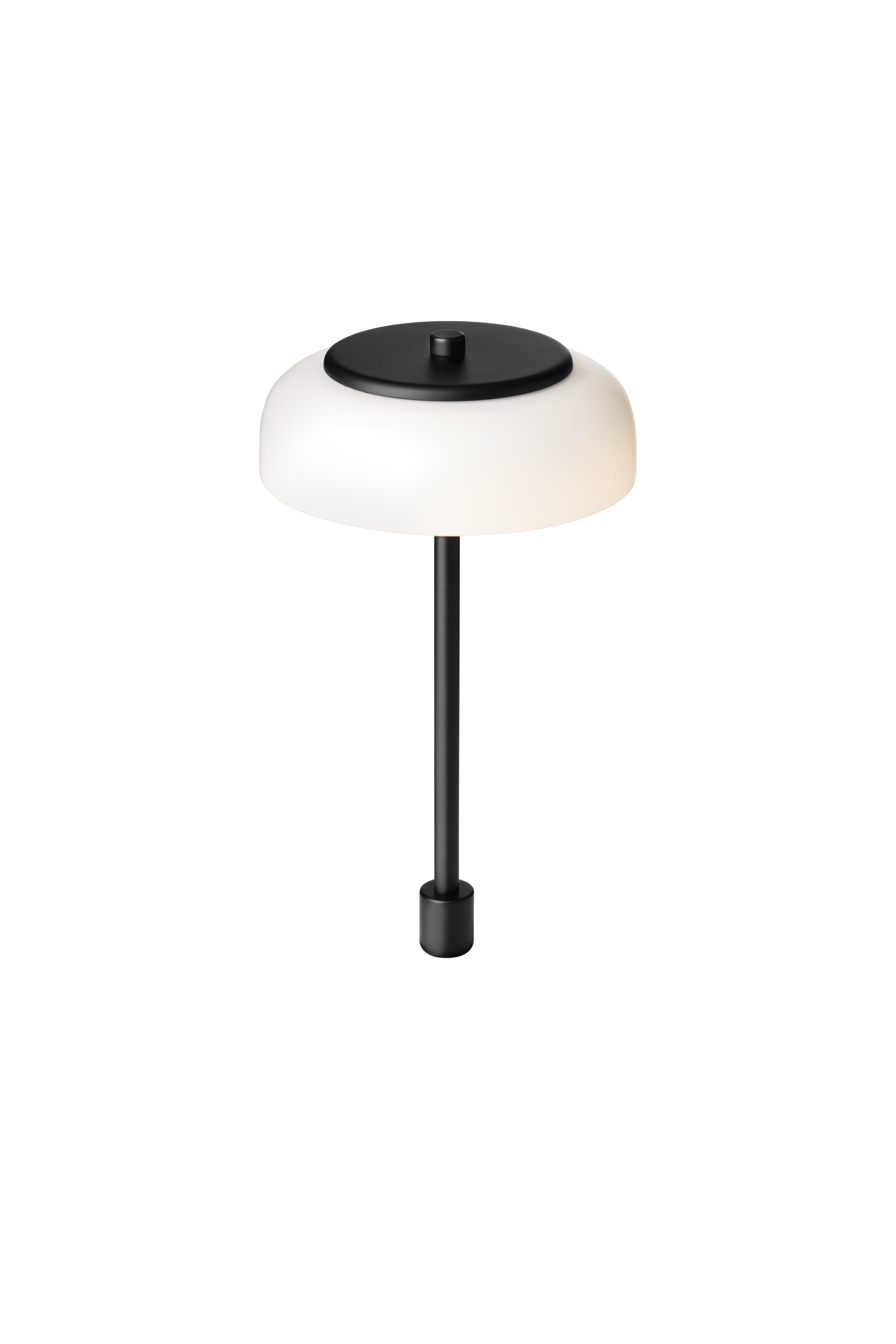 Tischlampe BLOSSI schwarz mit opalem Glas