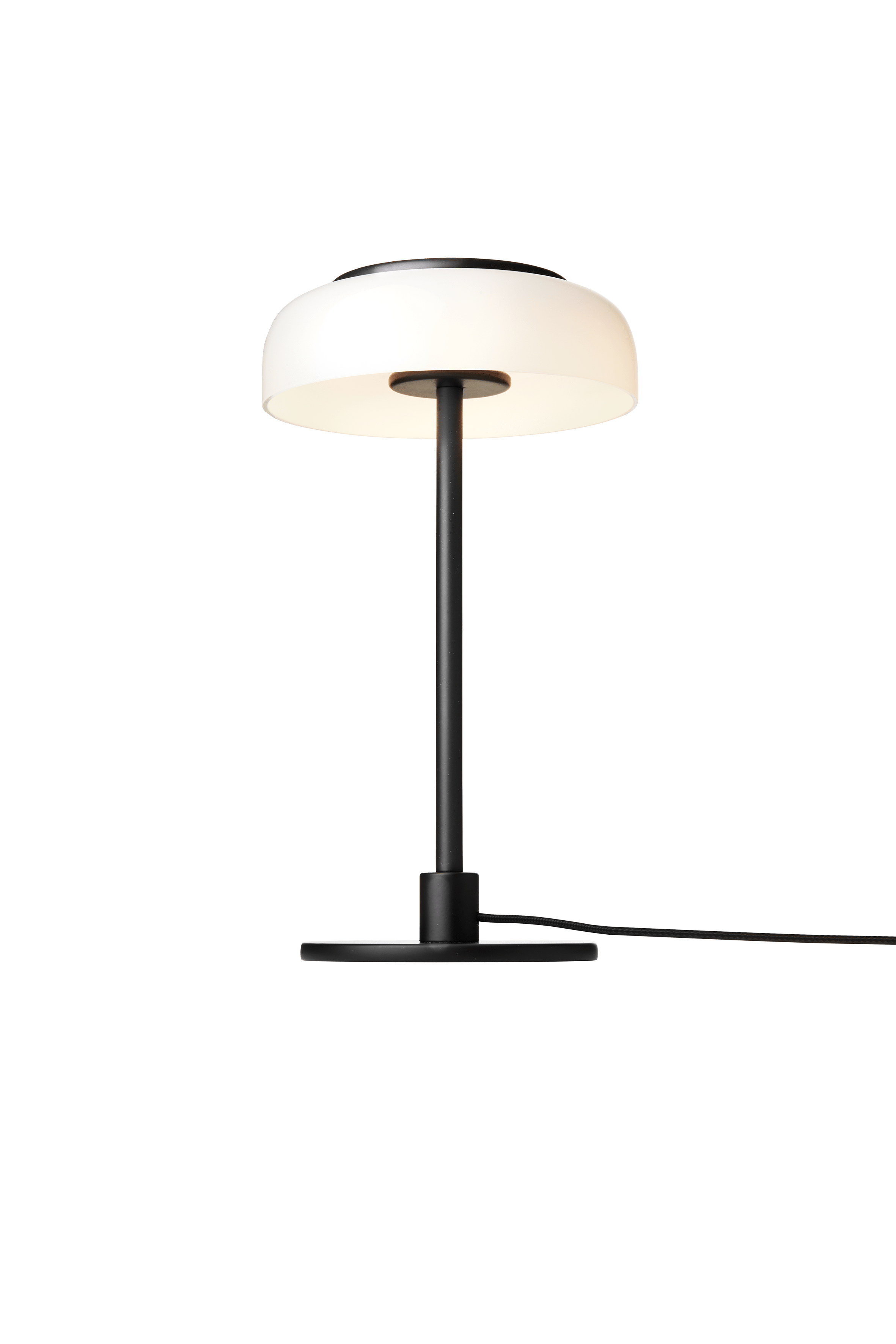 Tischlampe BLOSSI schwarz mit opalem Glas