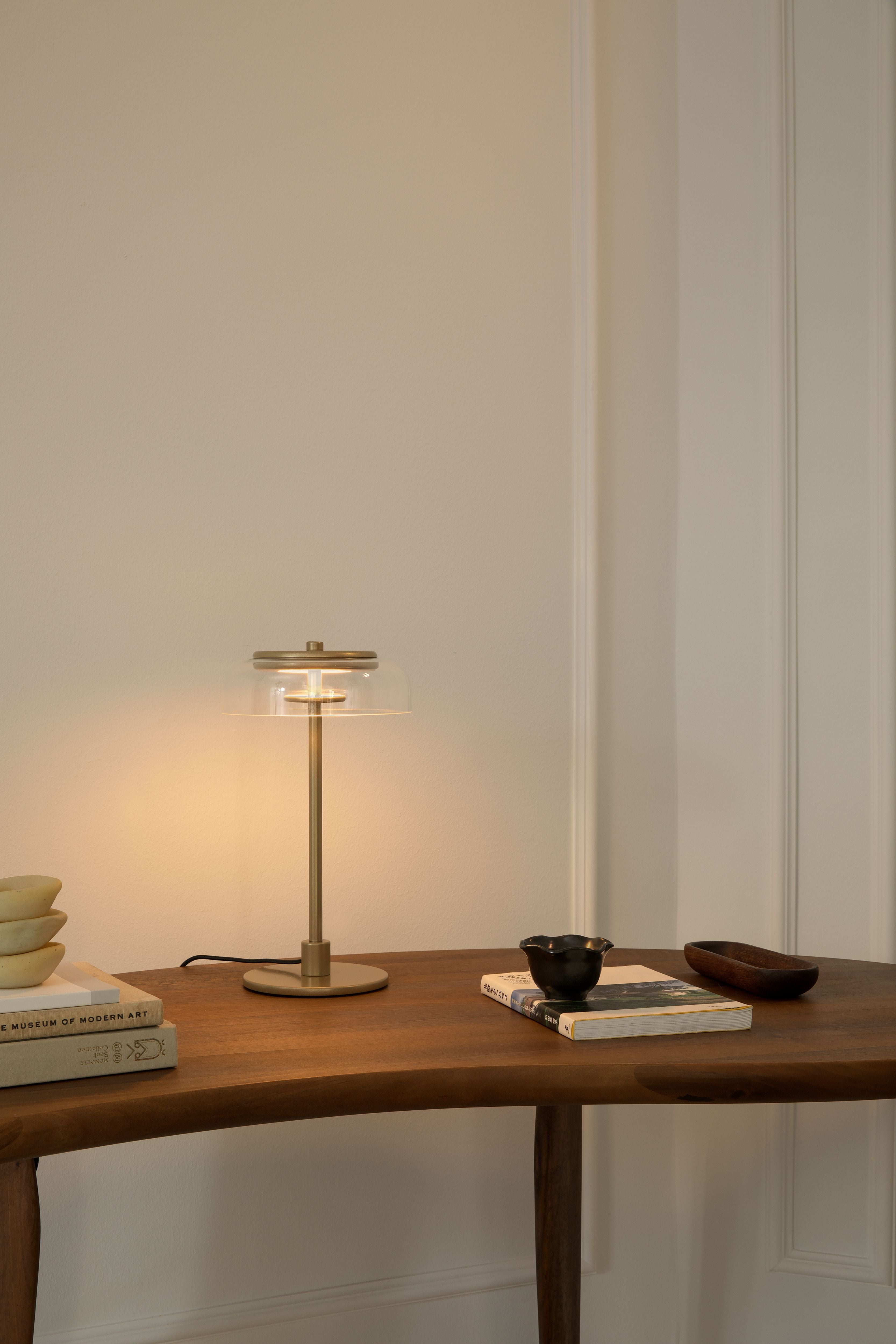 Lampa stołowa BLOSSI złoty z transparentnym szkłem