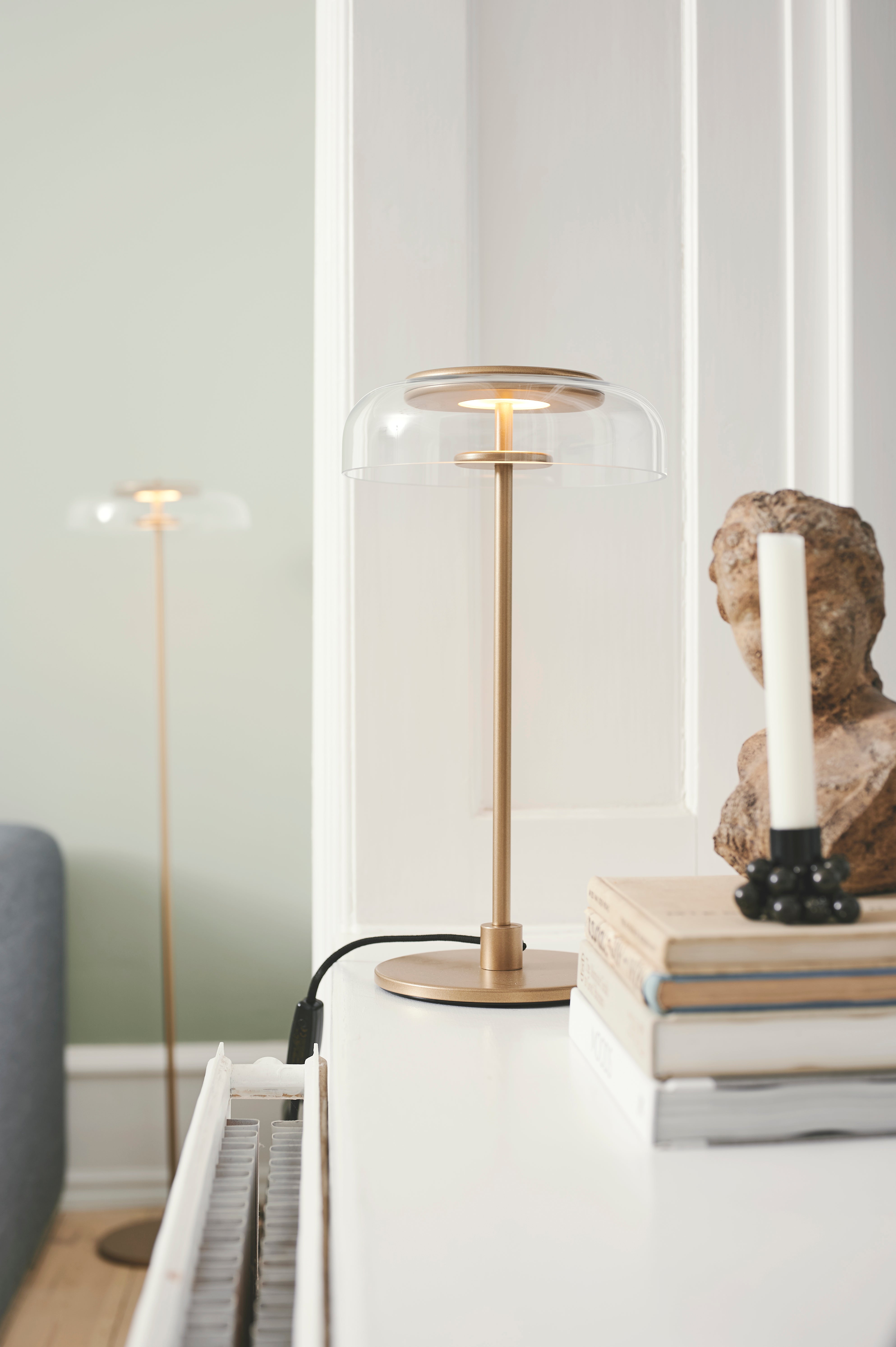 Lampa stołowa BLOSSI złoty z transparentnym szkłem