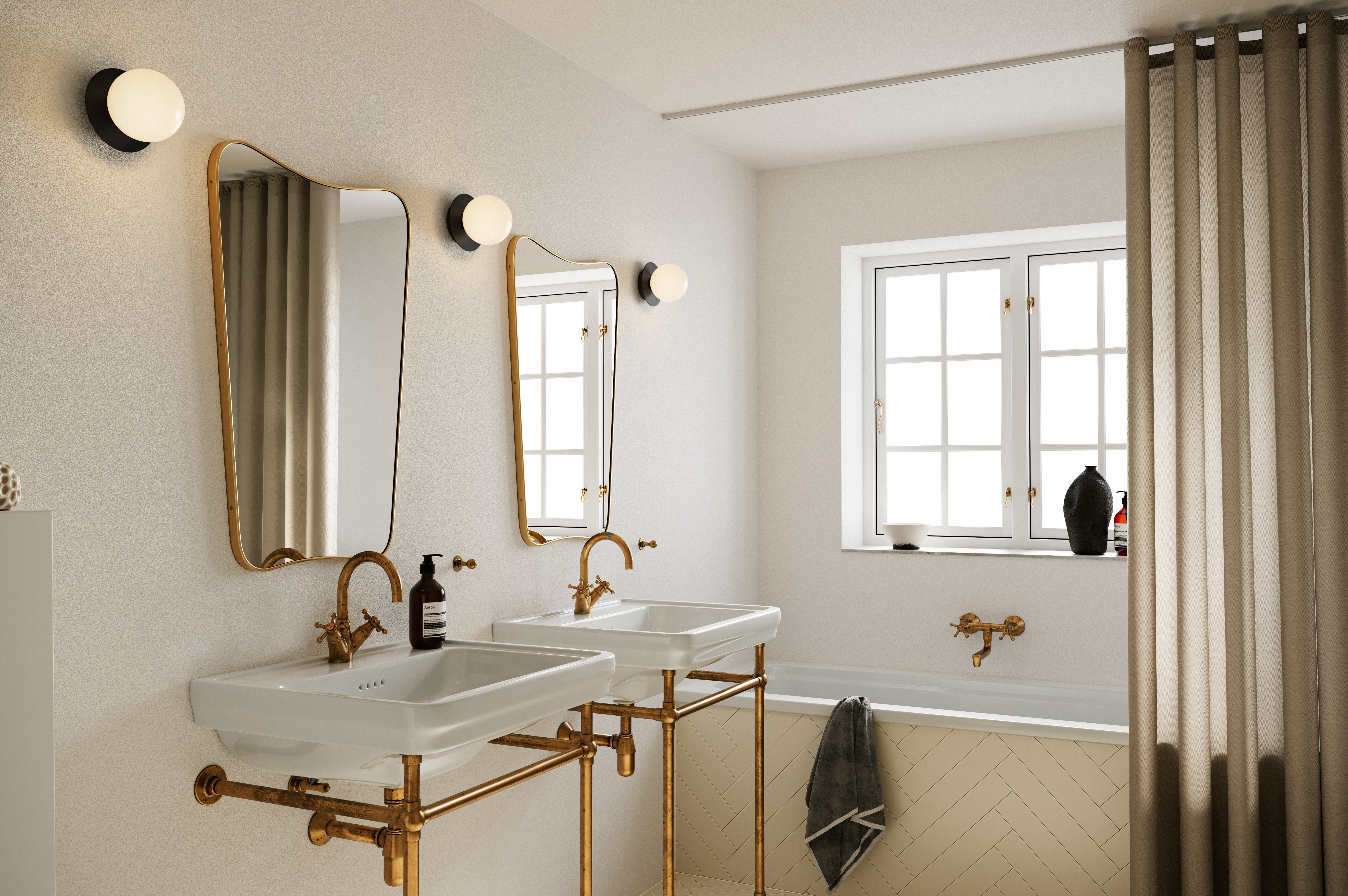 Recessed Wall Light LIILA Black with Opal Glass