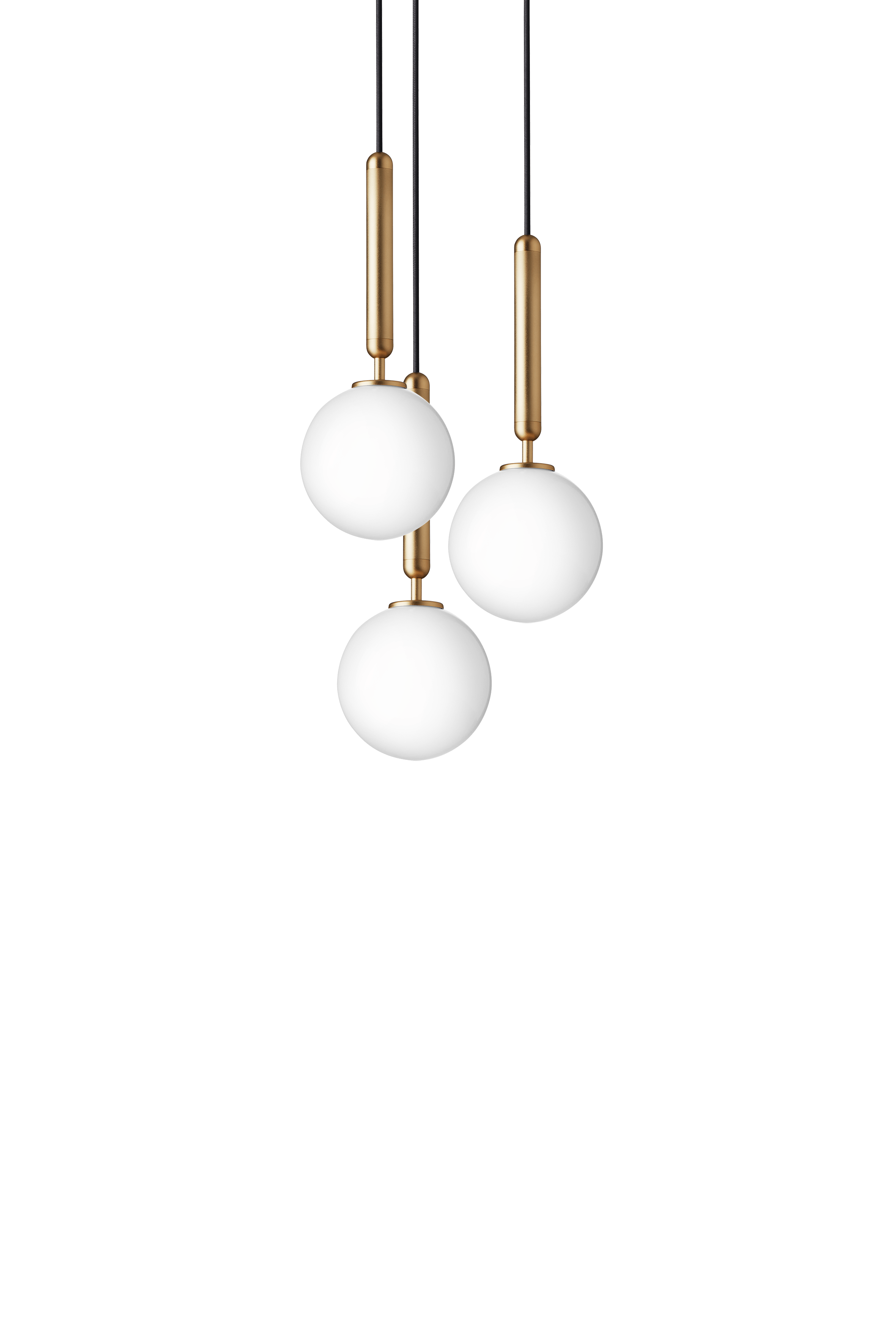 MIIRA Pendant Lamp 3 Brass with Opal Glass