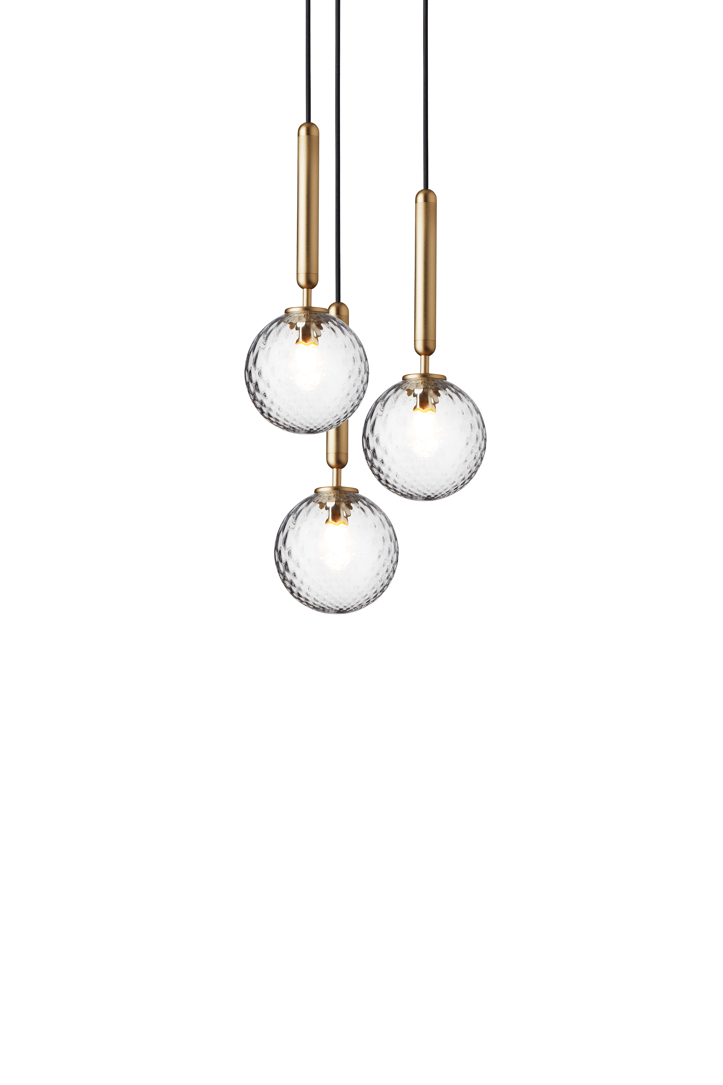 Lampa wisząca MIIRA 3 mosiężny z transparentnym szkłem