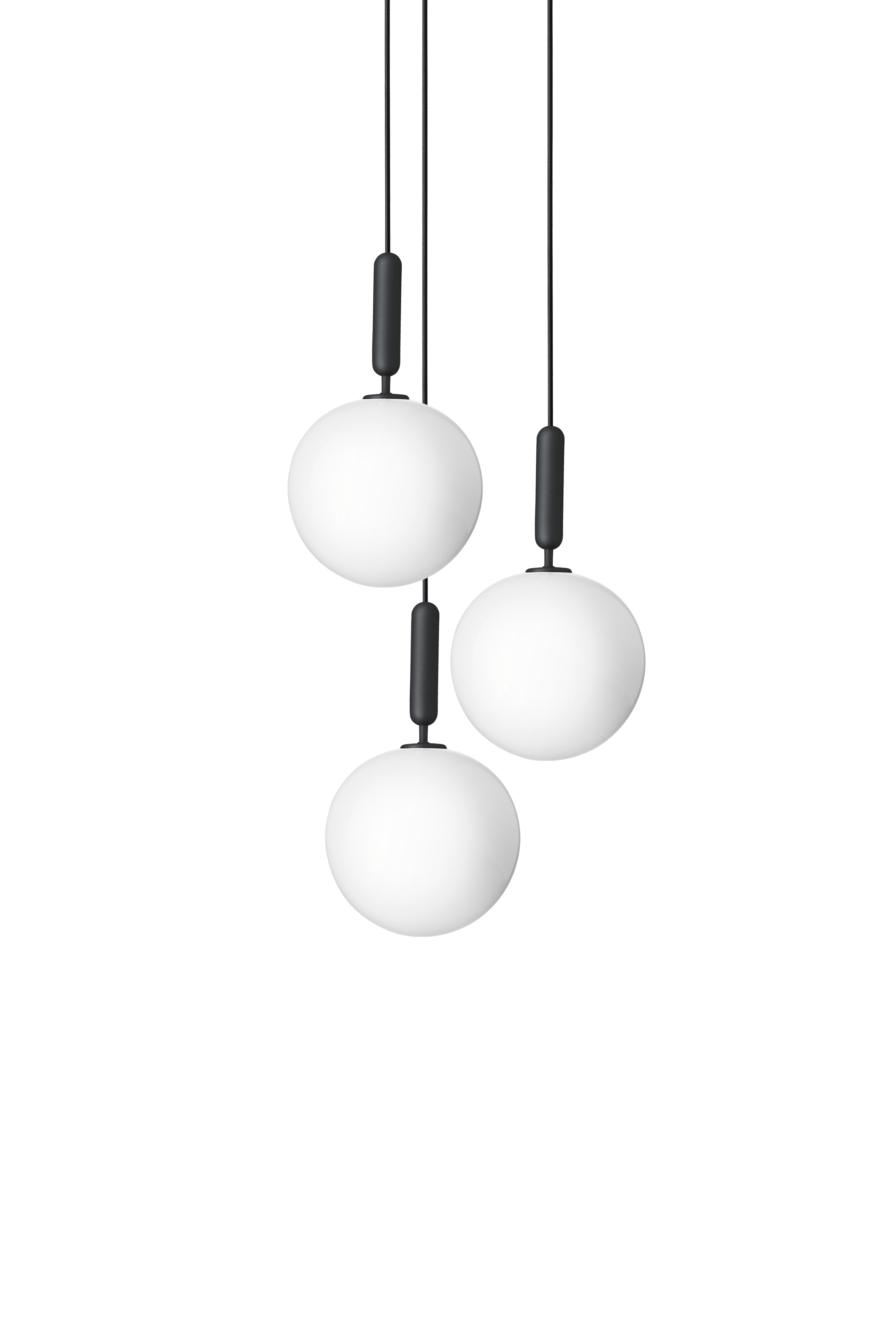 Lampa wisząca MIIRA 3 grafitowy z opalowym szkłem