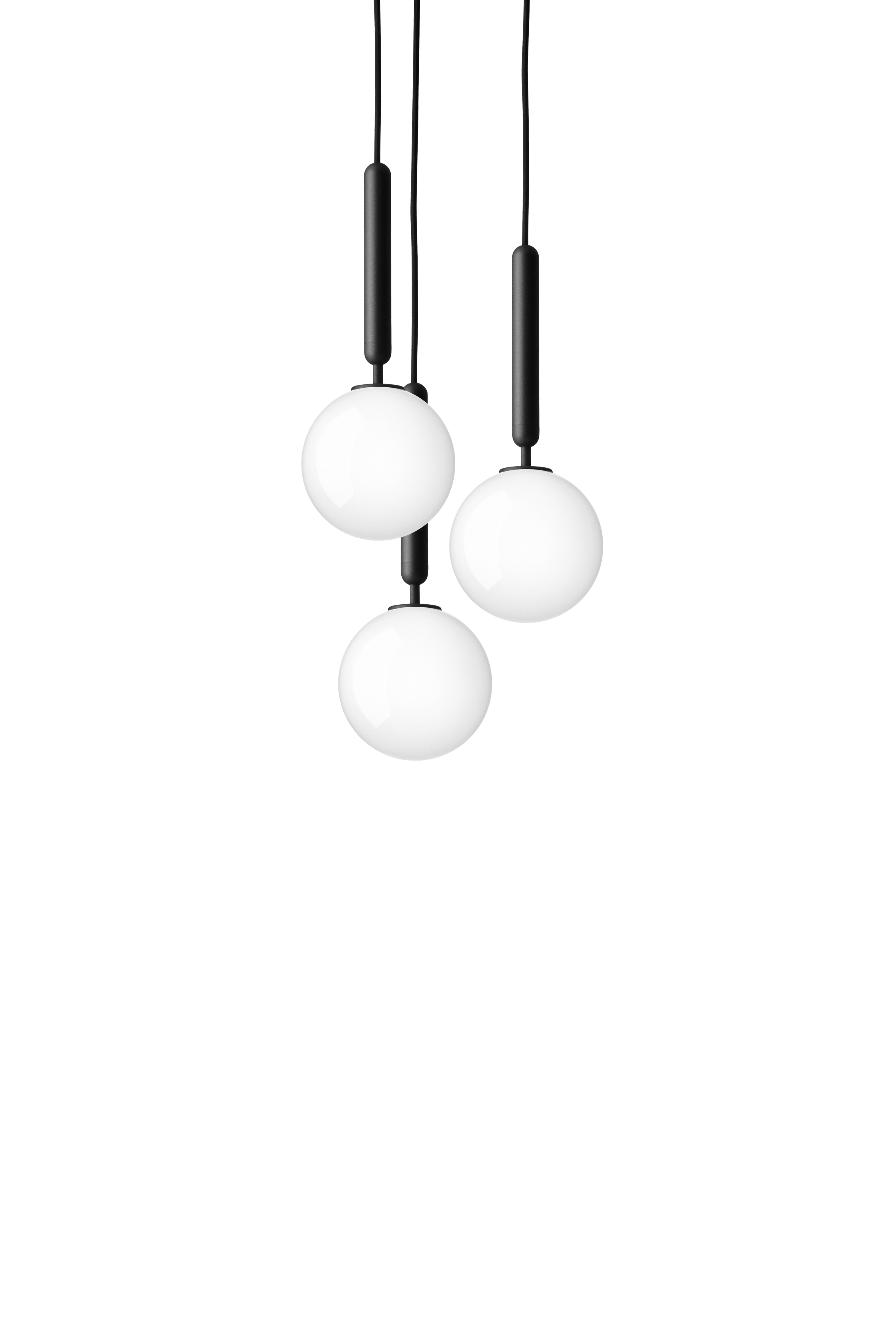 Lampa wisząca MIIRA 3 grafitowy z opalowym szkłem