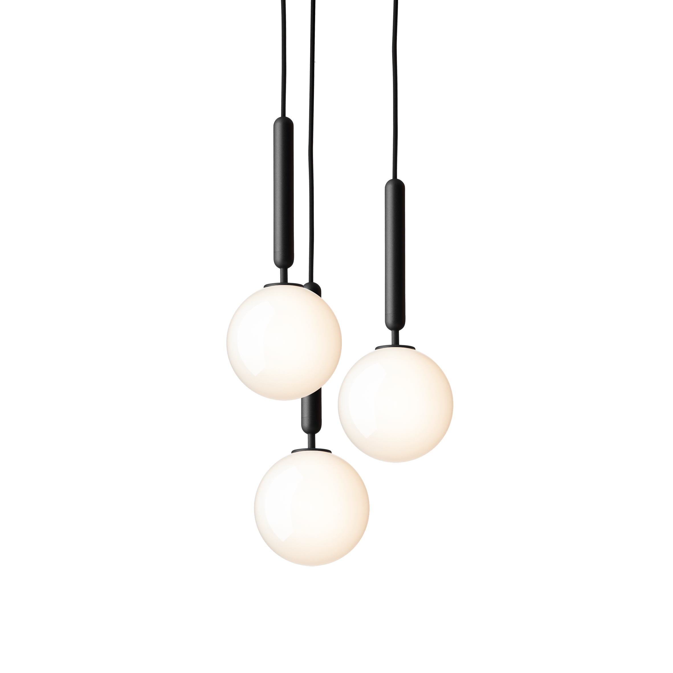 Lampa wisząca MIIRA 3 grafitowy z opalowym szkłem
