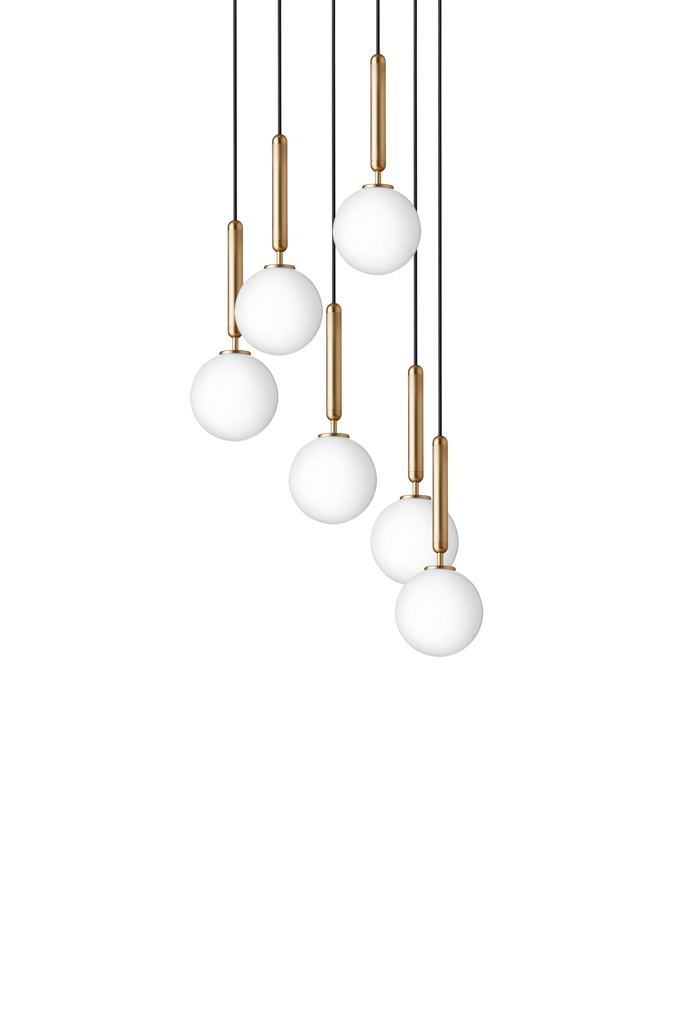 Lampa wisząca MIIRA 6 mosiężny z opalowym szkłem