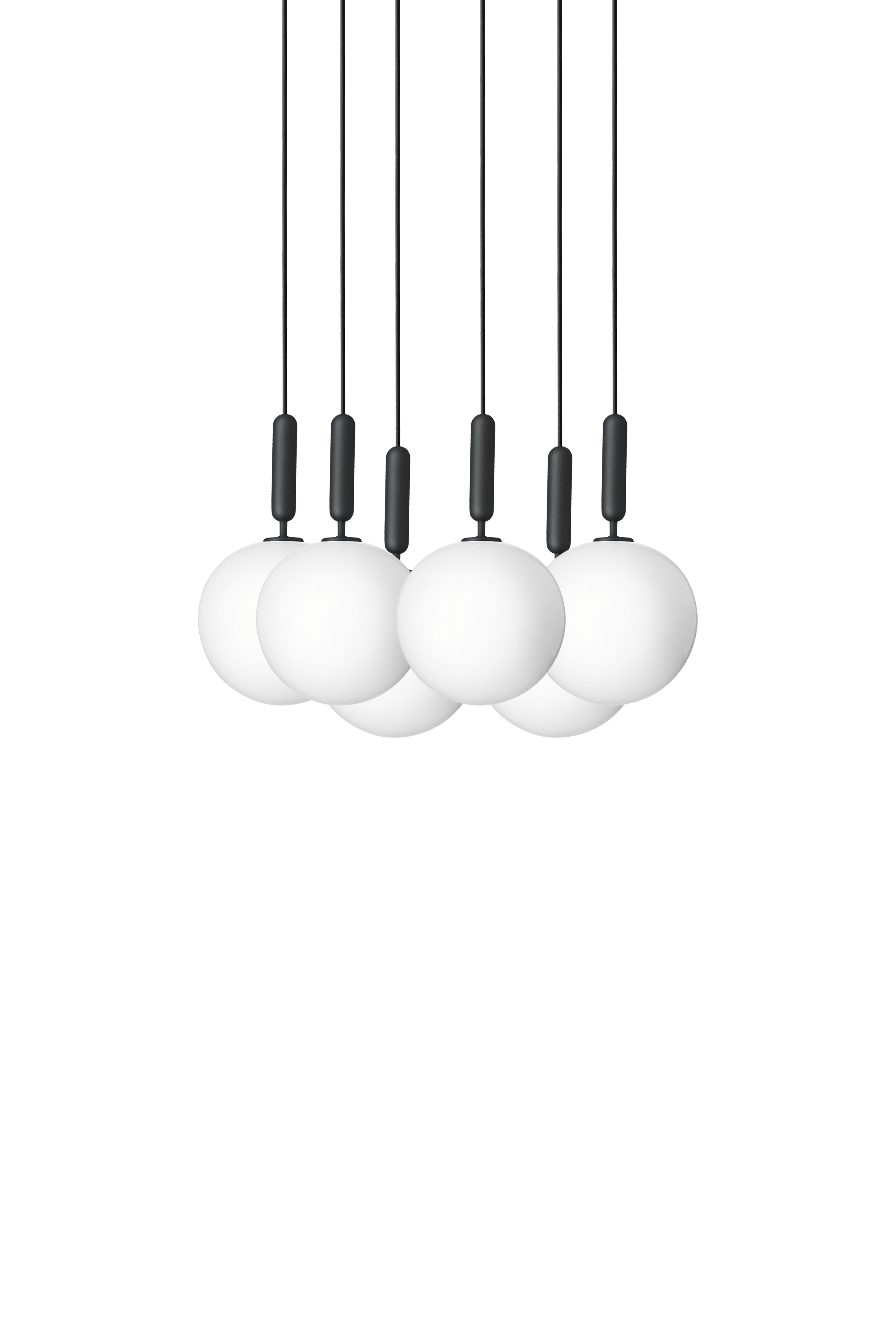 Lampa wisząca MIIRA 6 grafitowy z opalowym szkłem