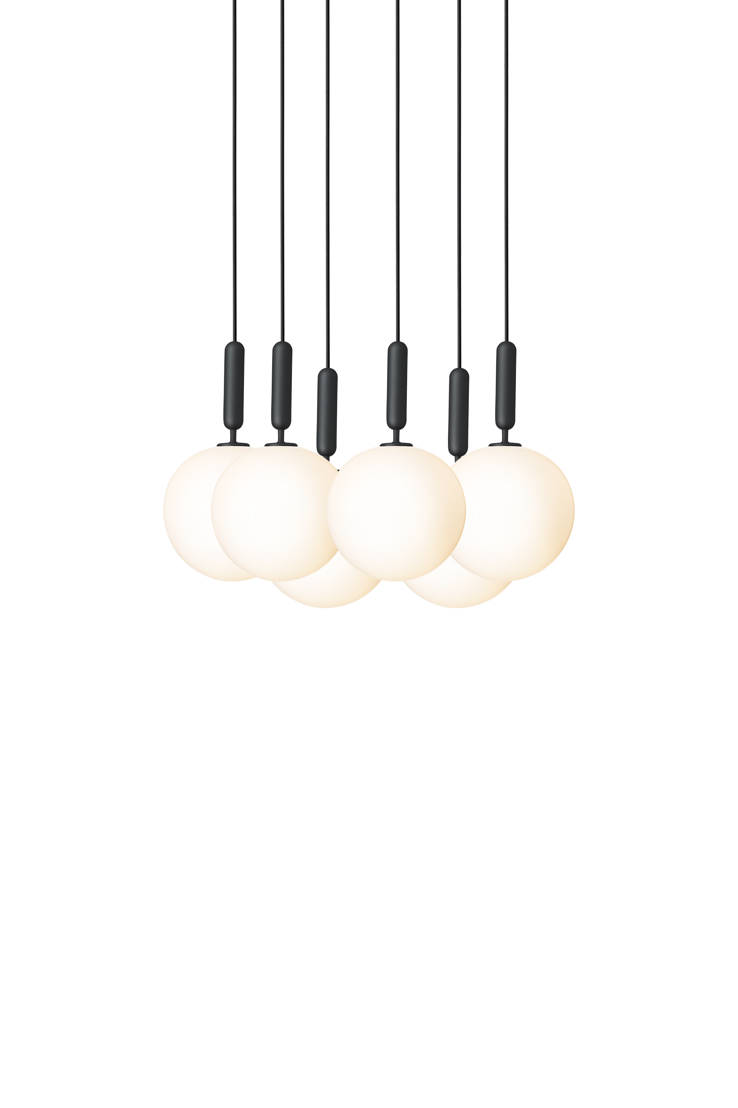 Lampa wisząca MIIRA 6 grafitowy z opalowym szkłem