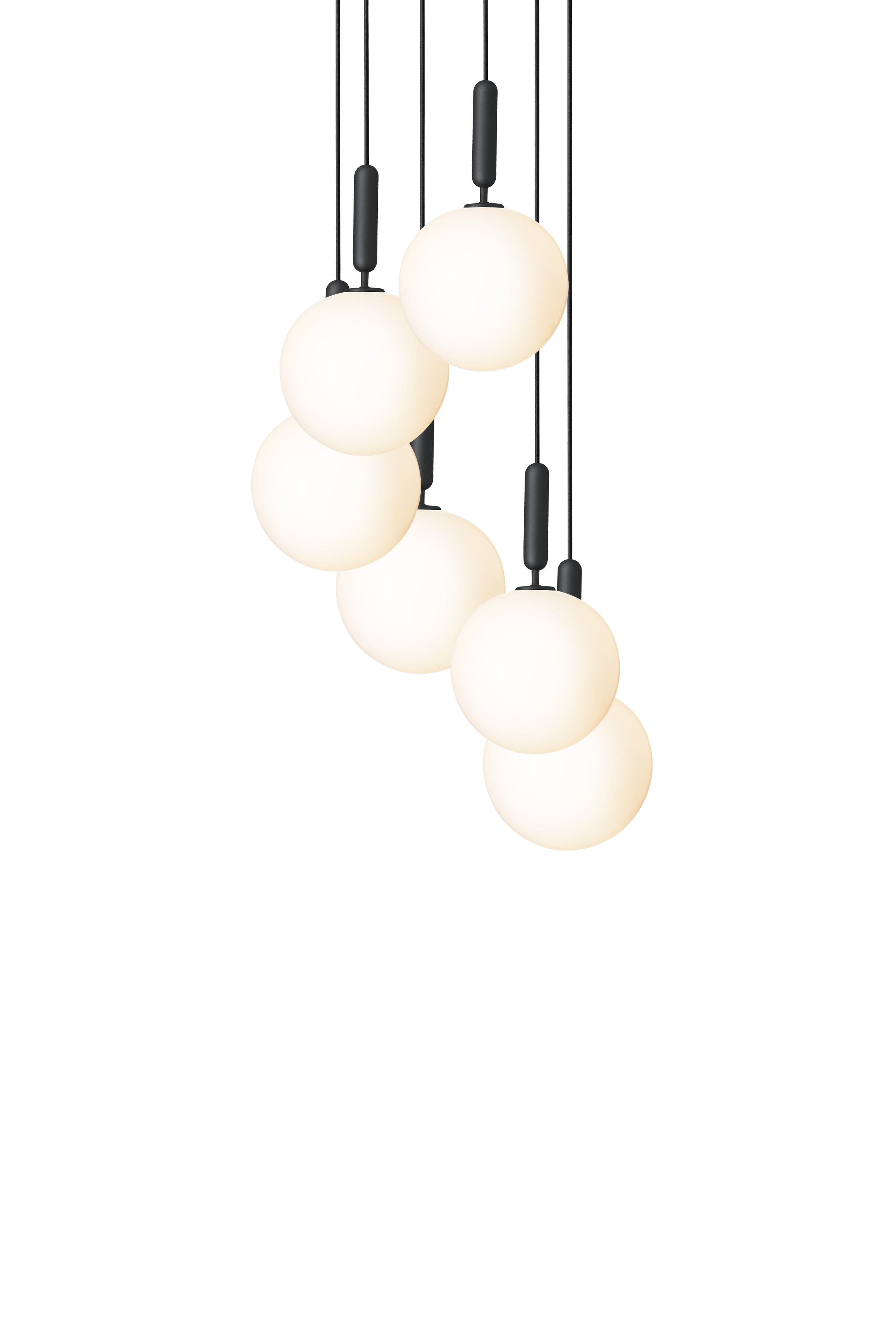 Lampa wisząca MIIRA 6 grafitowy z opalowym szkłem