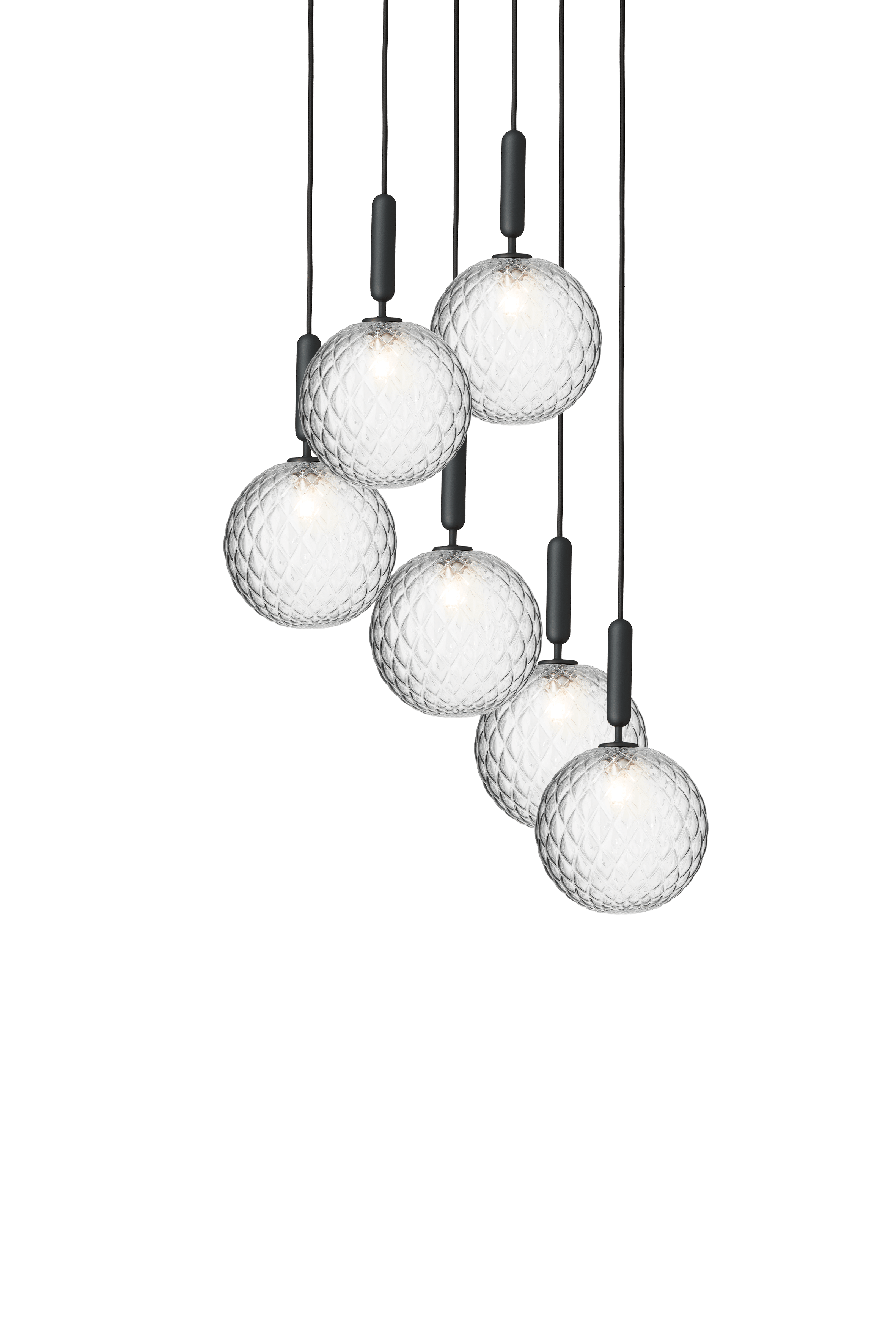 MIIRA 6 Pendant Lamp in Graphite with Transparent Glass