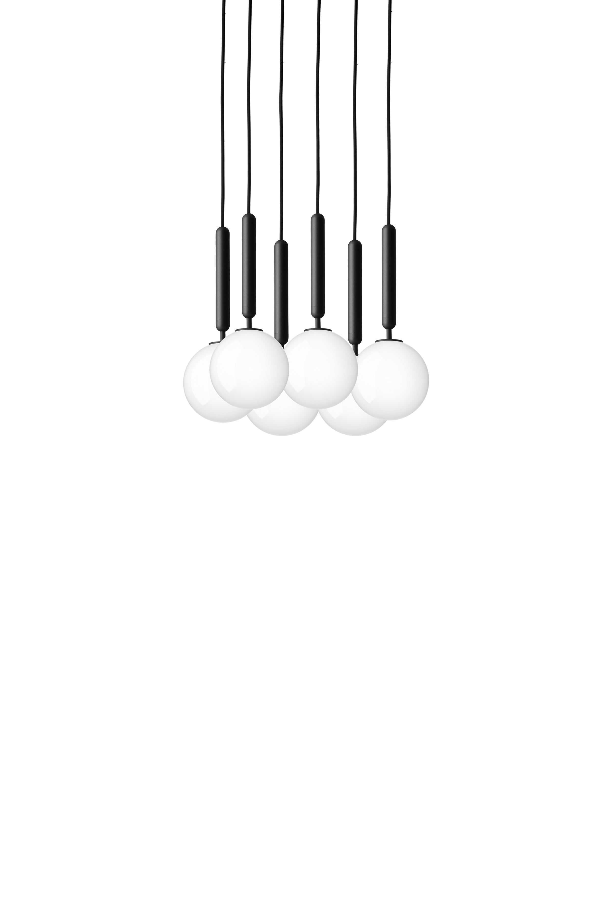 Lampa wisząca MIIRA 6 grafitowy z opalowym szkłem