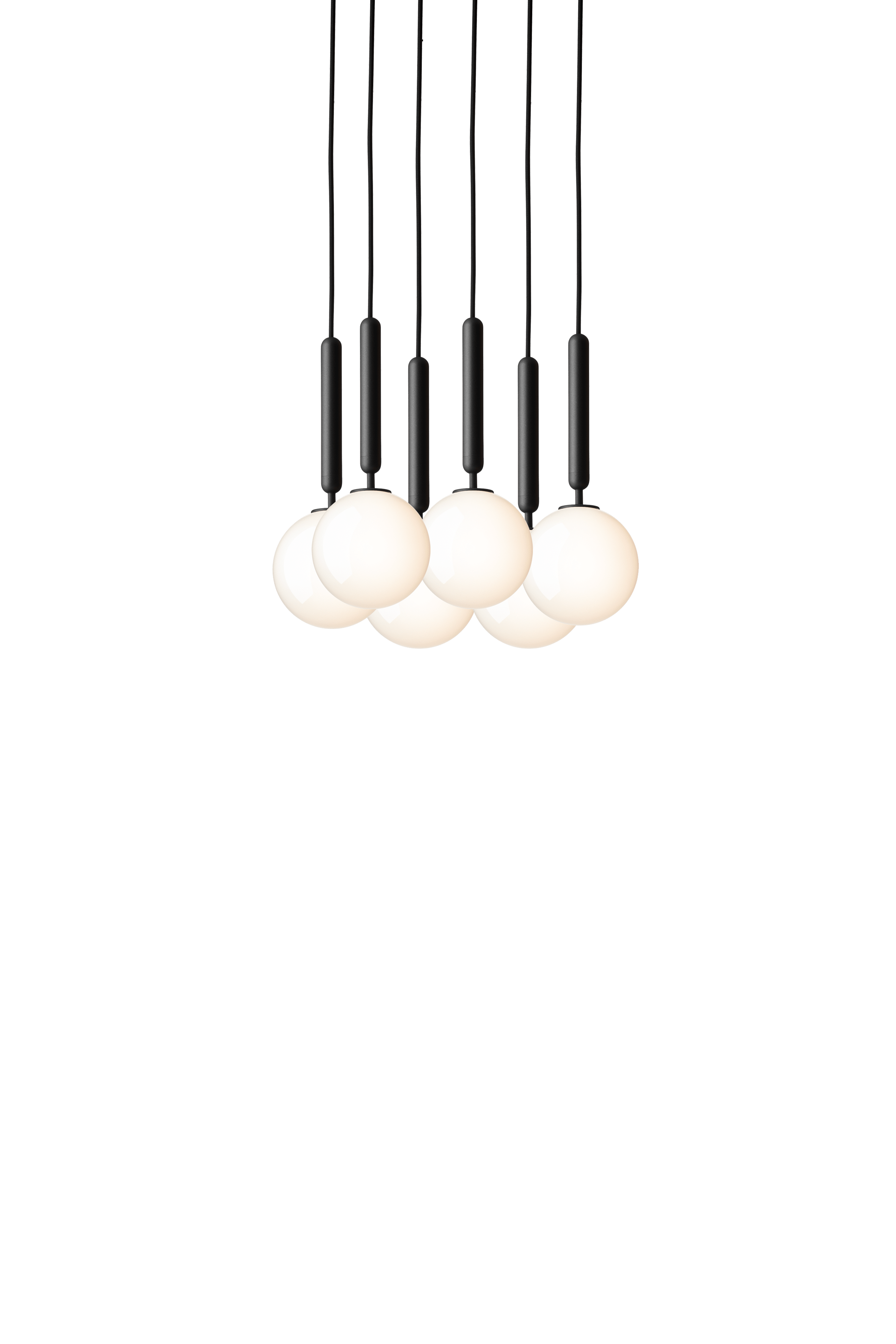Lampa wisząca MIIRA 6 grafitowy z opalowym szkłem