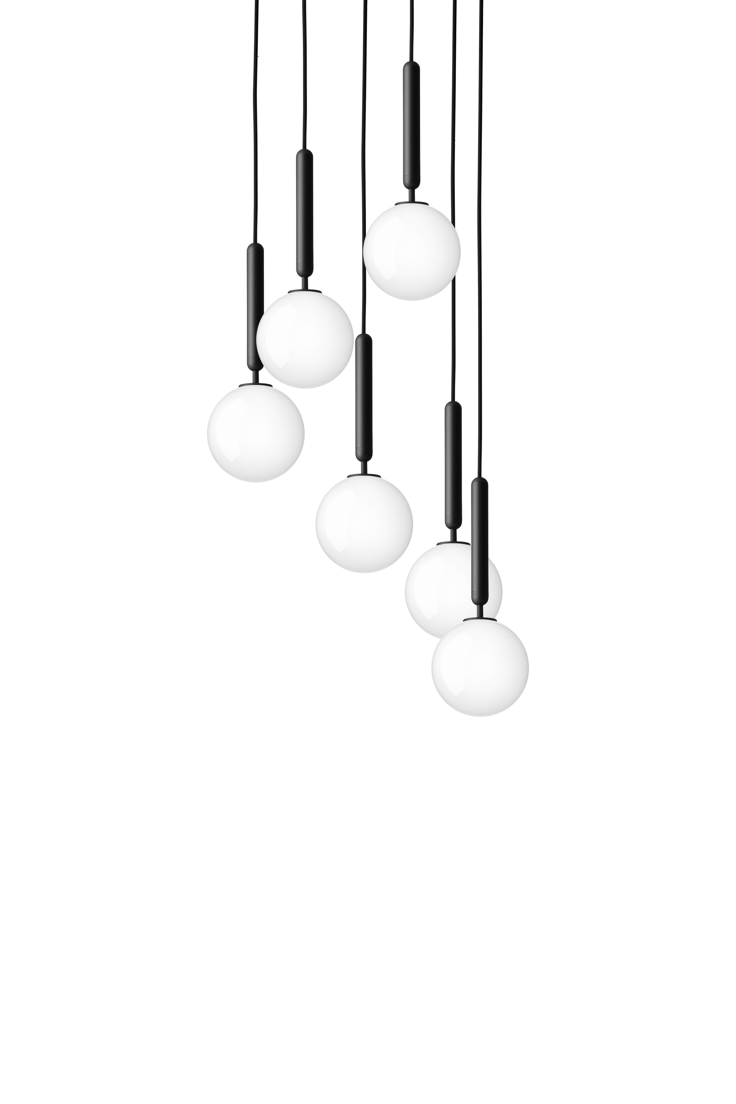 Lampa wisząca MIIRA 6 grafitowy z opalowym szkłem