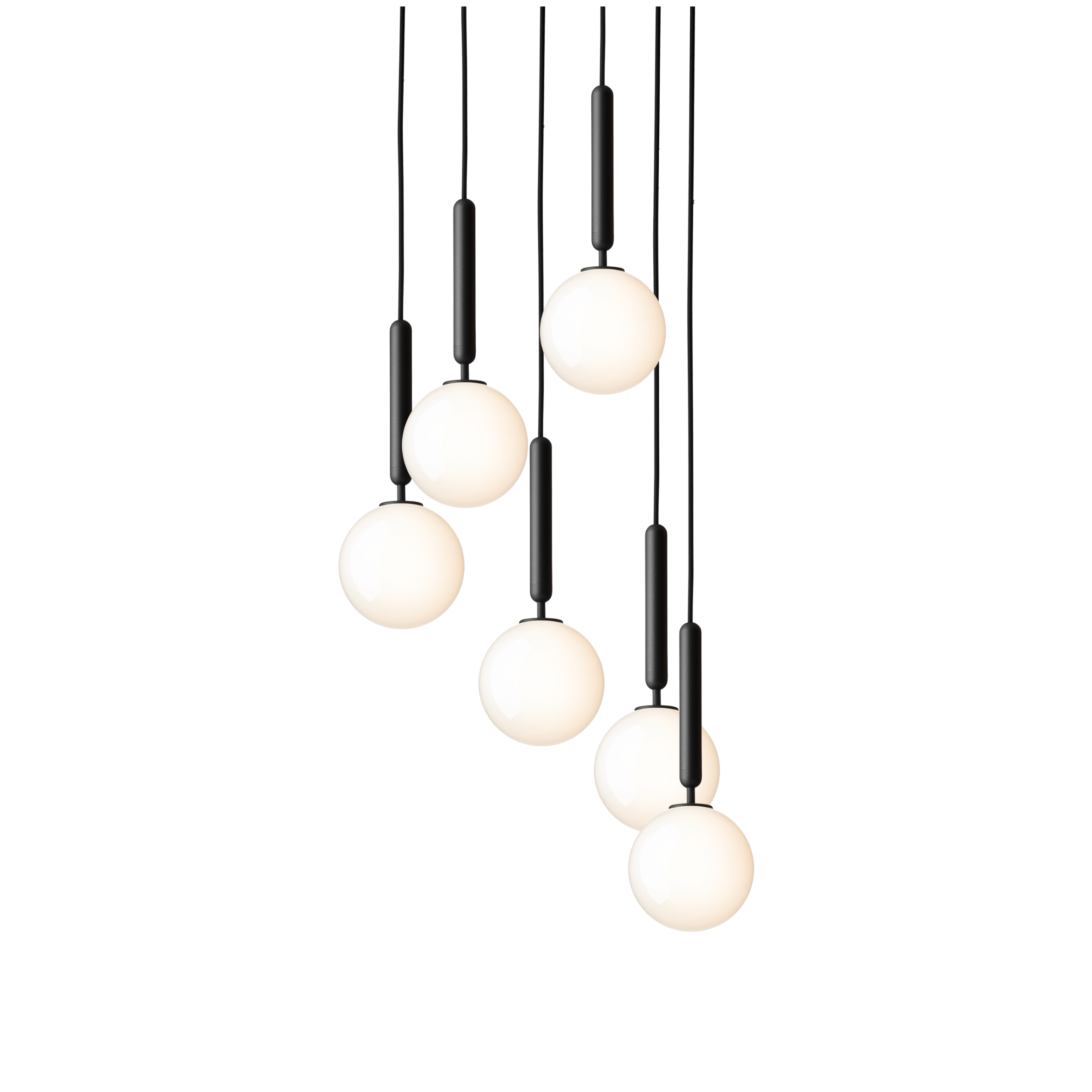 Lampa wisząca MIIRA 6 grafitowy z opalowym szkłem