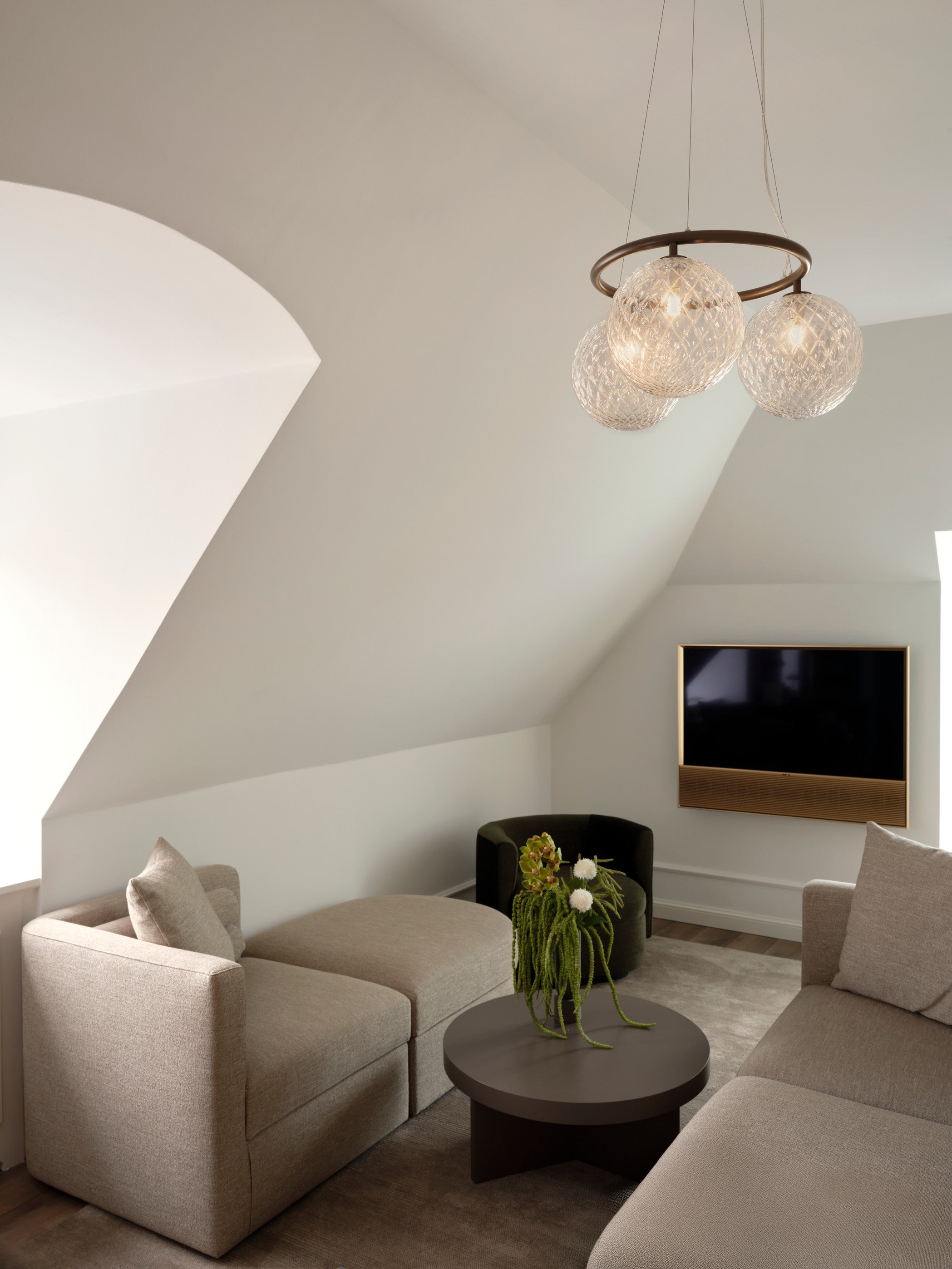 MIIRA 3 CIRCULAR Pendant Lamp Dark Brown with Transparent Glass