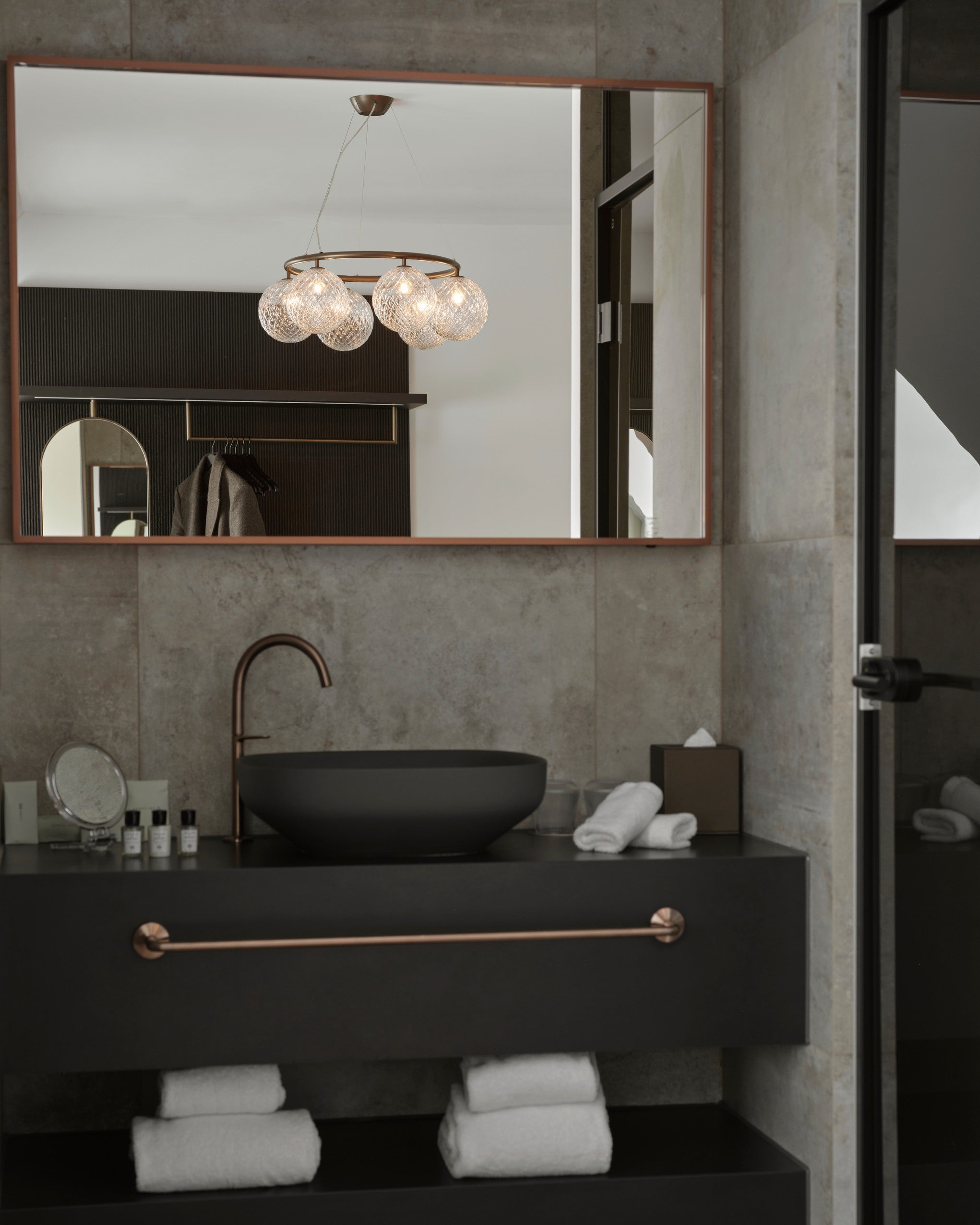 MIIRA 6 CIRCULAR Pendant Lamp Dark Brown with Transparent Glass