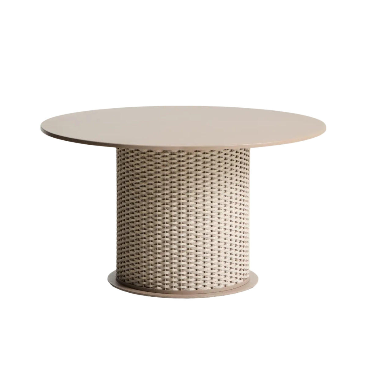 Stół ogrodowy okrągły SEDALIS taupe aluminium z liną – Kave Home