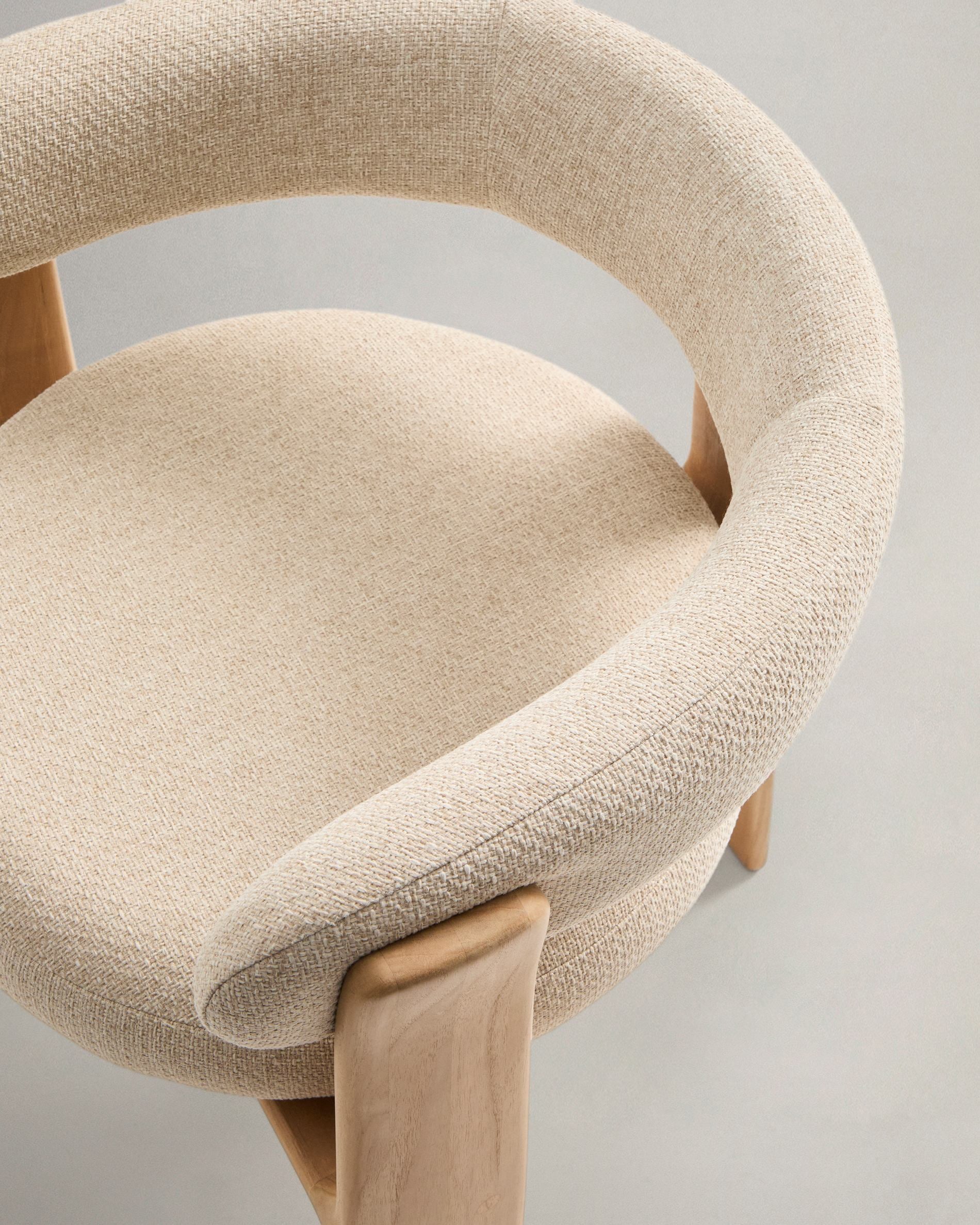 GRANITE Garden Chair in Beige with Solid Teak Wood Finish