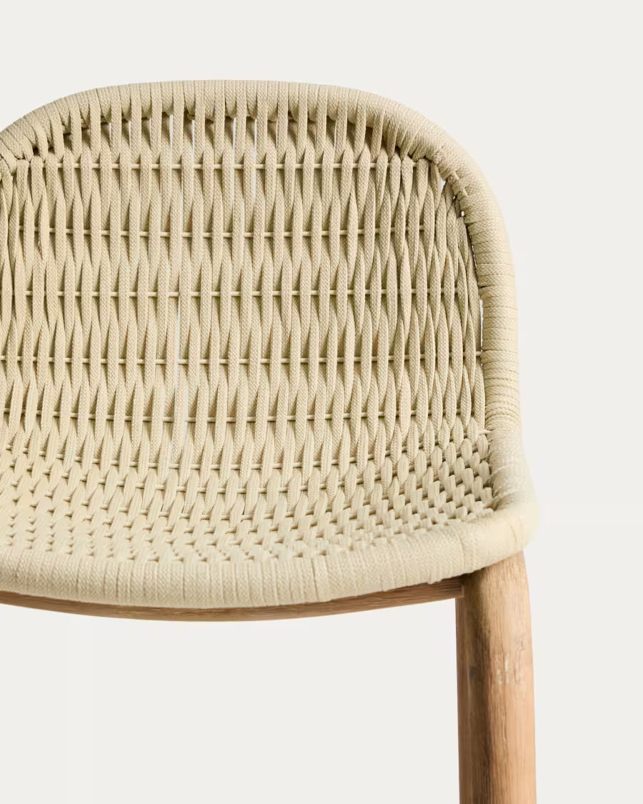 Barhocker ALIPA beige mit Akazienholz