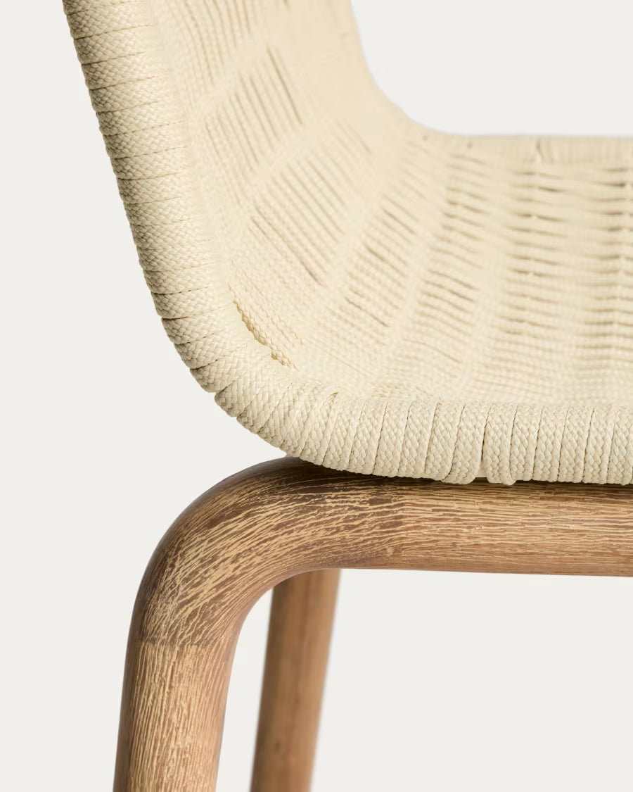 Barhocker ALIPA beige mit Akazienholz