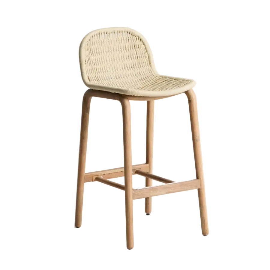 Barhocker ALIPA beige mit Akazienholz