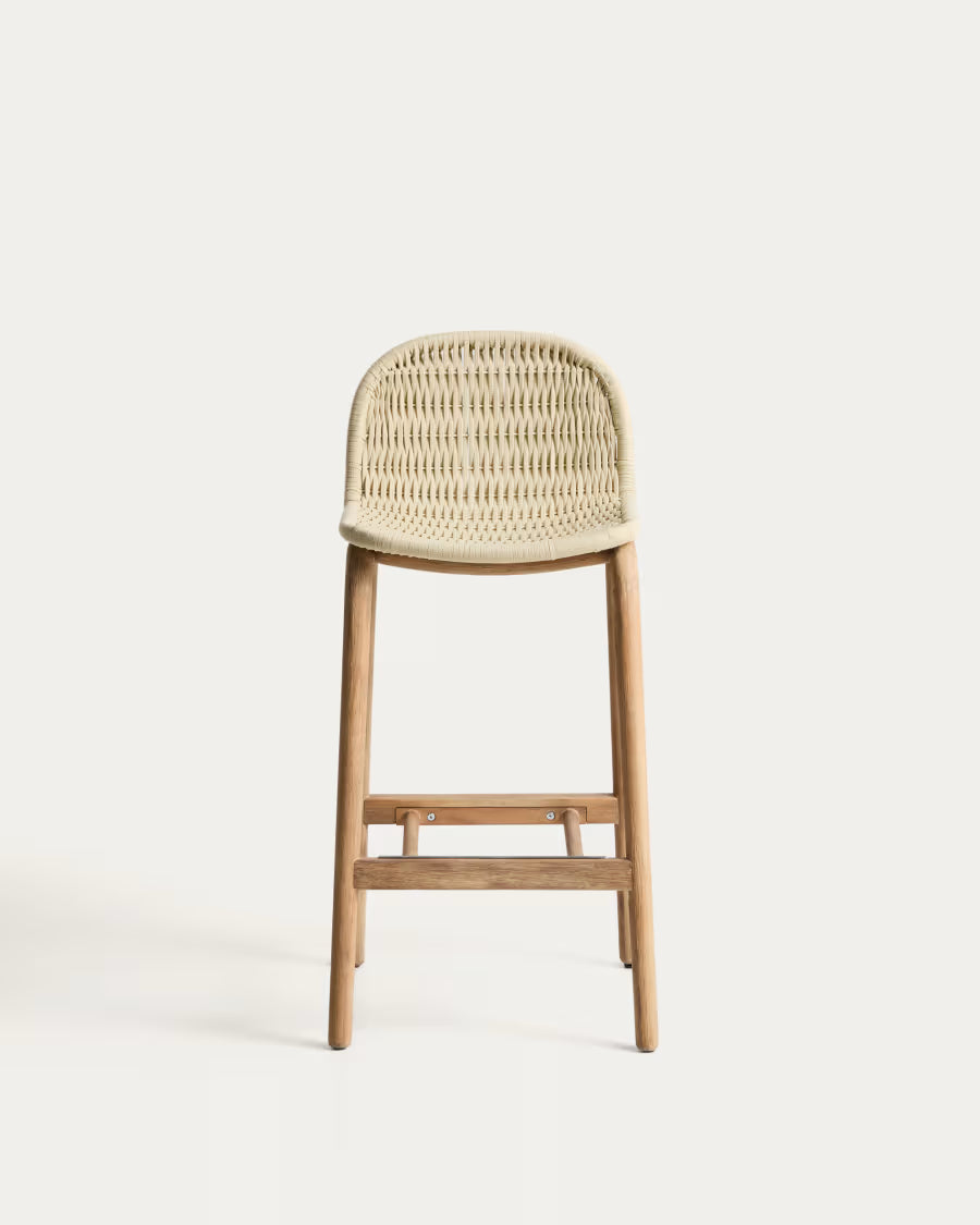 Barhocker ALIPA beige mit Akazienholz