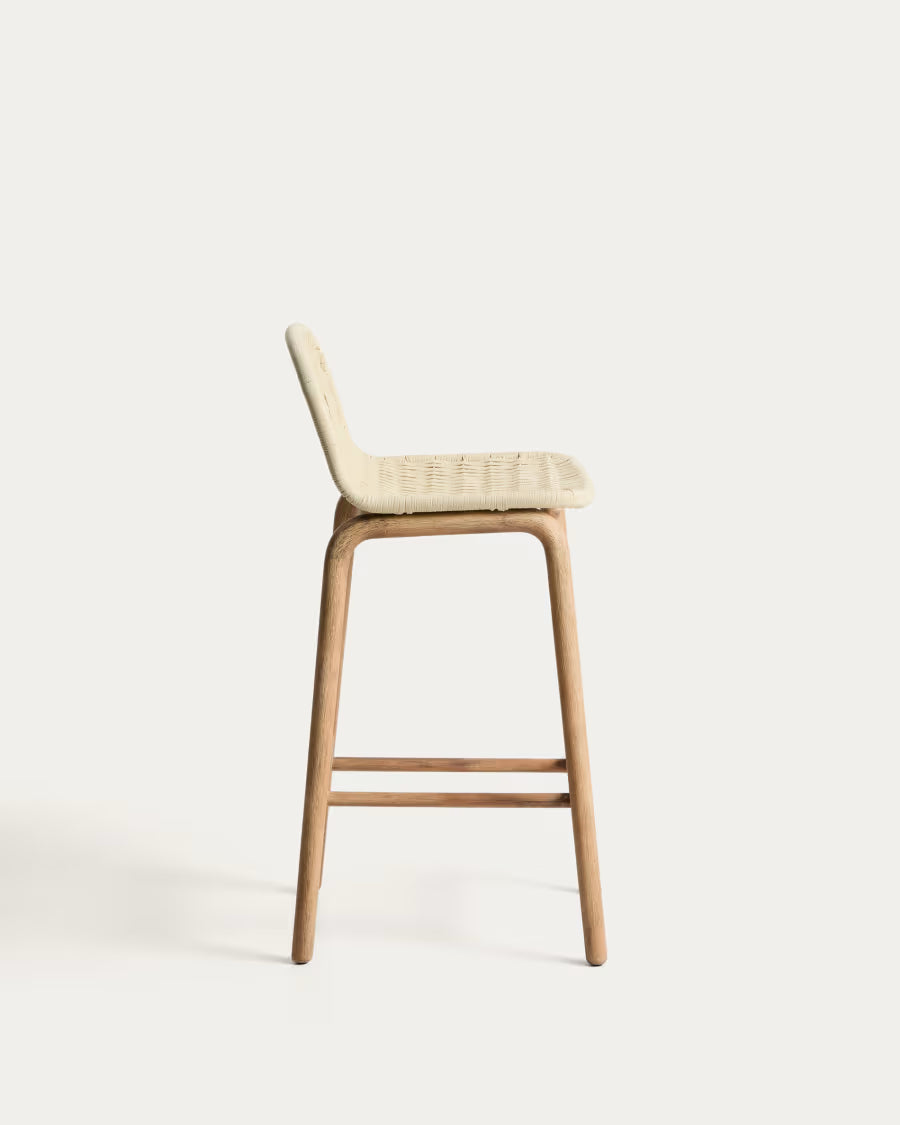 Barhocker ALIPA beige mit Akazienholz