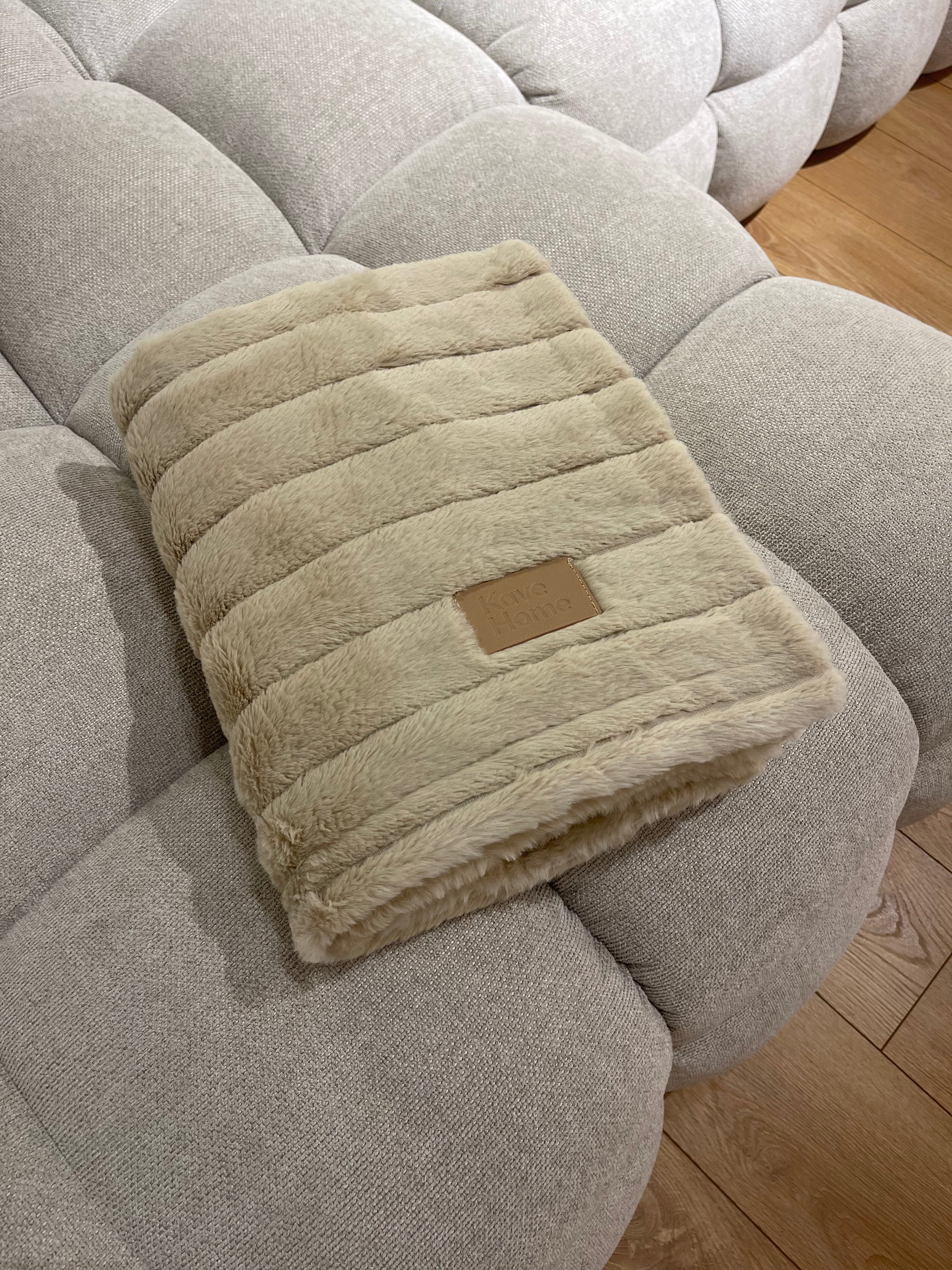 Kave Home Beige Fur Stool - Display Model