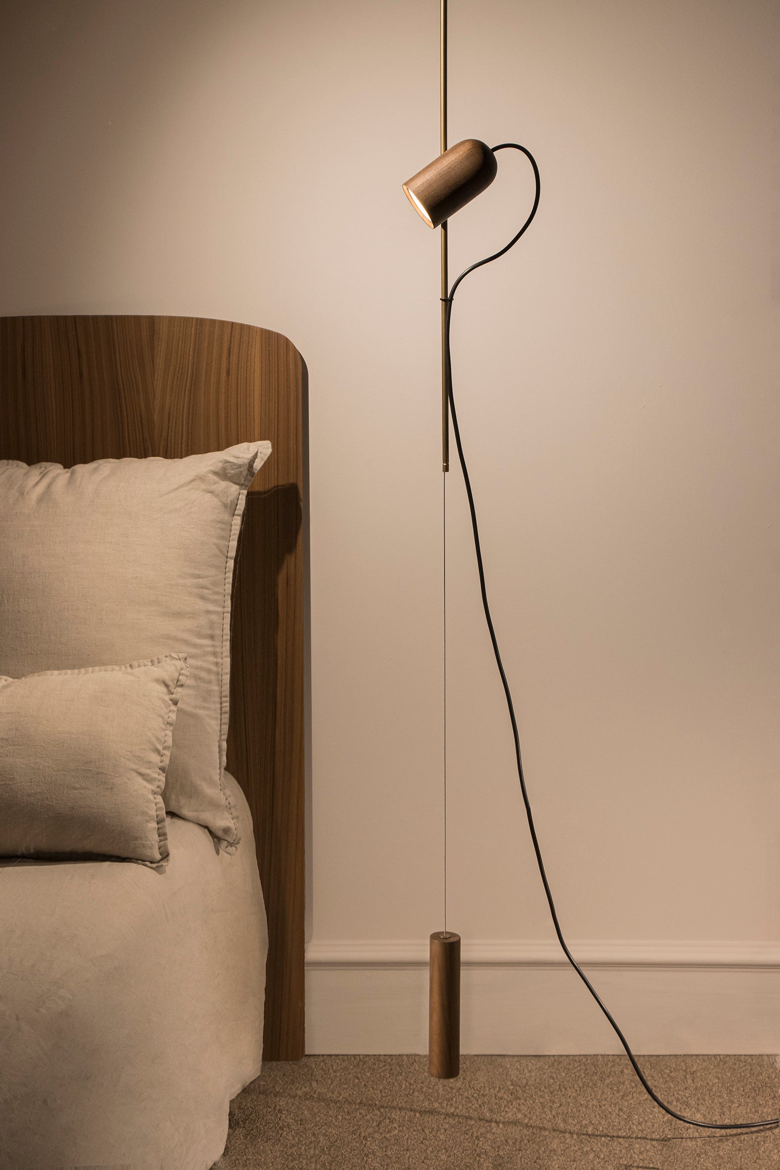 ONFA Pendant Lamp in Walnut Wood with Brass Finish