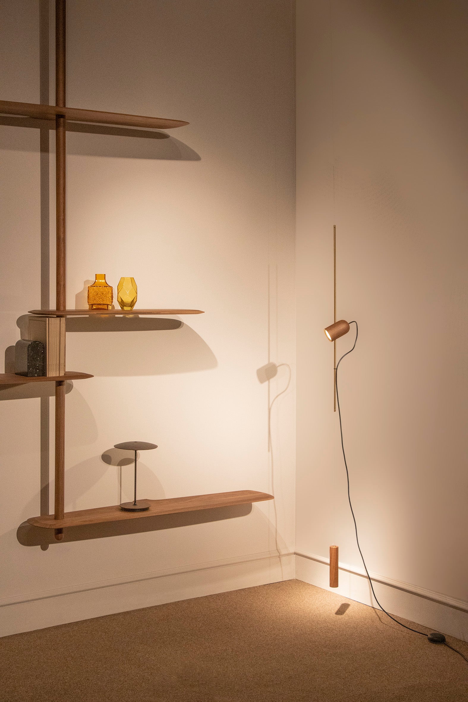 ONFA Pendant Lamp in Walnut Wood with Brass Finish