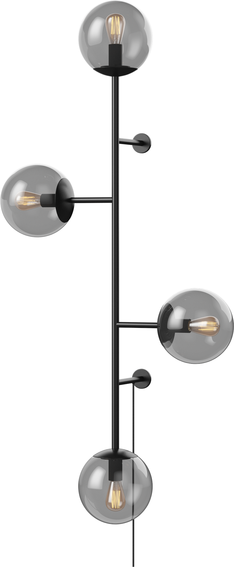 Black four-point wall lamp ORB