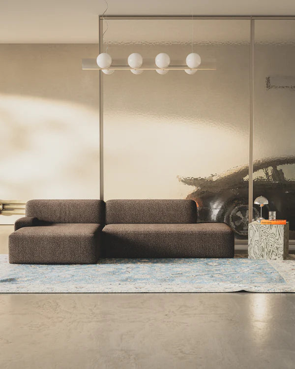 Sofa modułowa UMI - element otwarty lewostronny brązowy