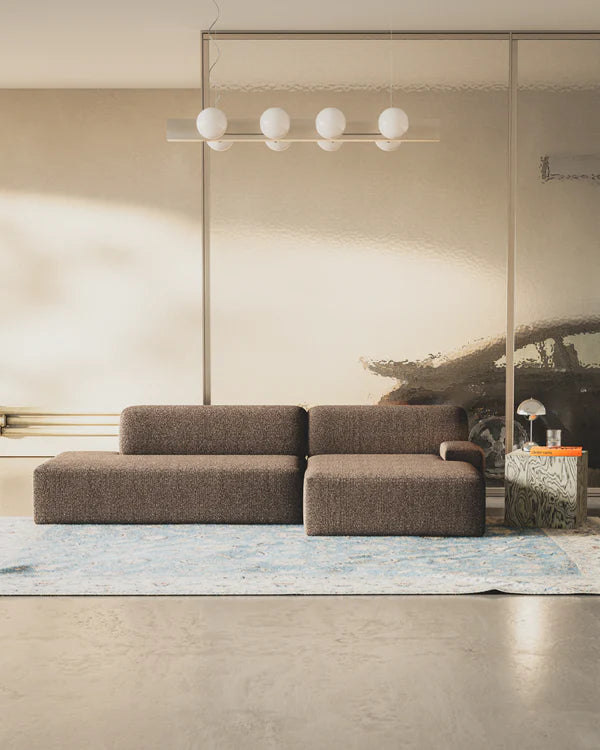 Sofa modułowa UMI - element otwarty prawostronny brązowy
